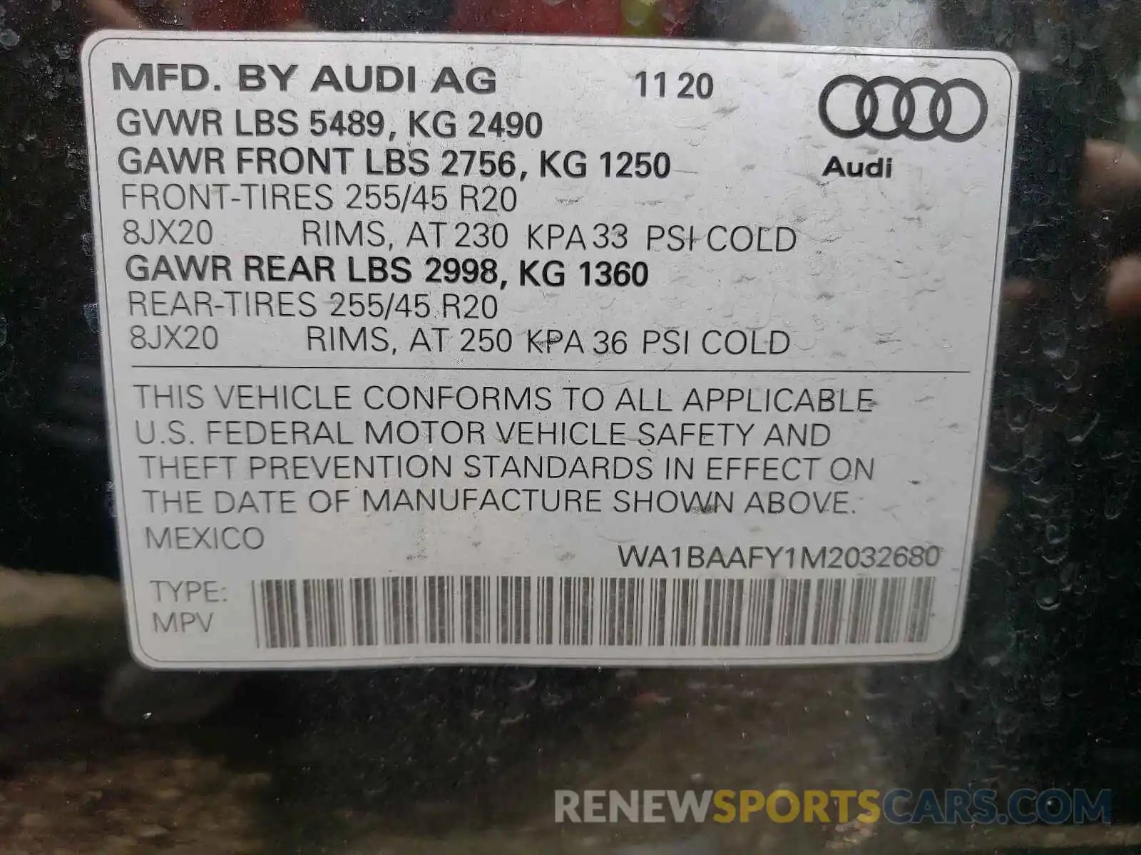 10 Photograph of a damaged car WA1BAAFY1M2032680 AUDI Q5 2021