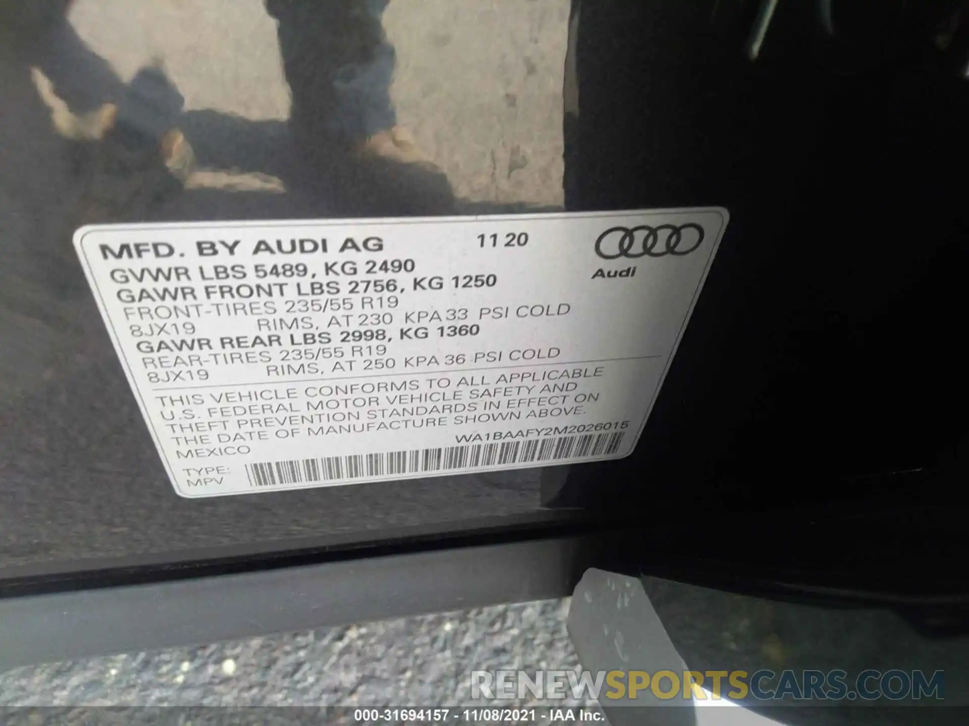 9 Фотография поврежденного автомобиля WA1BAAFY2M2026015 AUDI Q5 2021