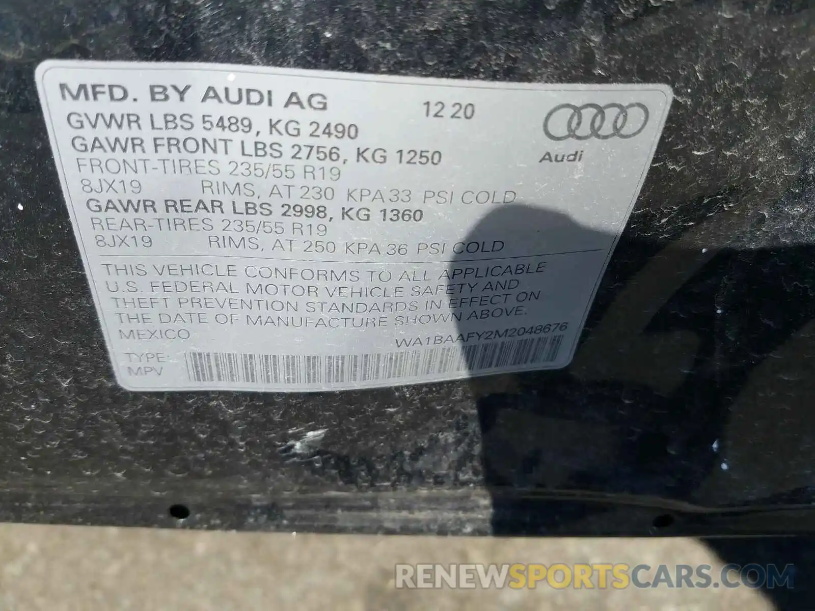 10 Photograph of a damaged car WA1BAAFY2M2048676 AUDI Q5 2021