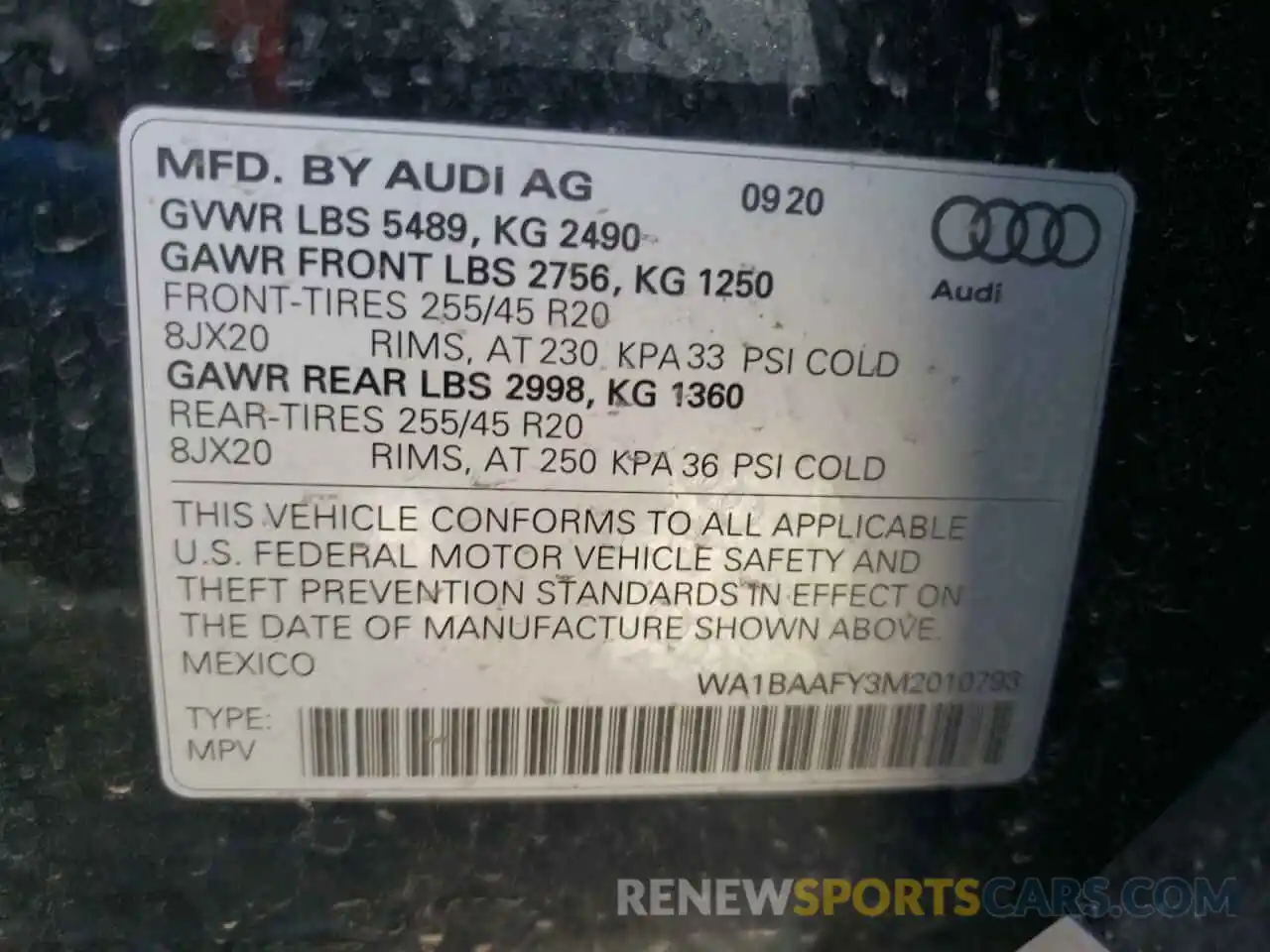 10 Photograph of a damaged car WA1BAAFY3M2010793 AUDI Q5 2021