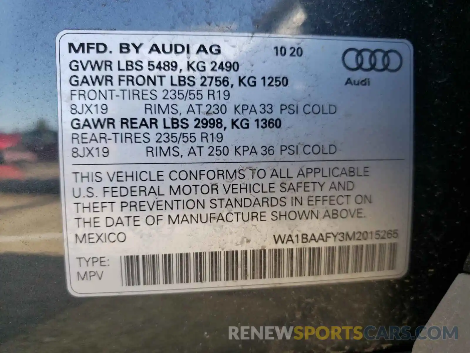 10 Photograph of a damaged car WA1BAAFY3M2015265 AUDI Q5 2021