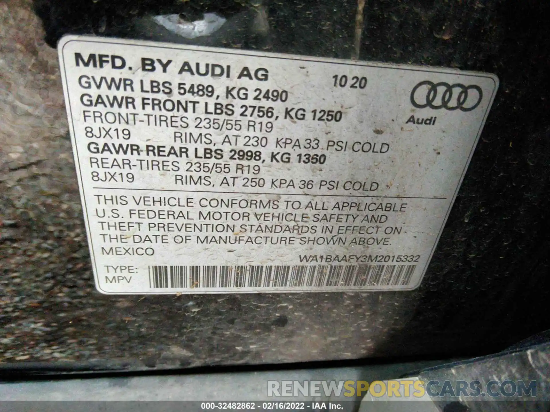 9 Photograph of a damaged car WA1BAAFY3M2015332 AUDI Q5 2021