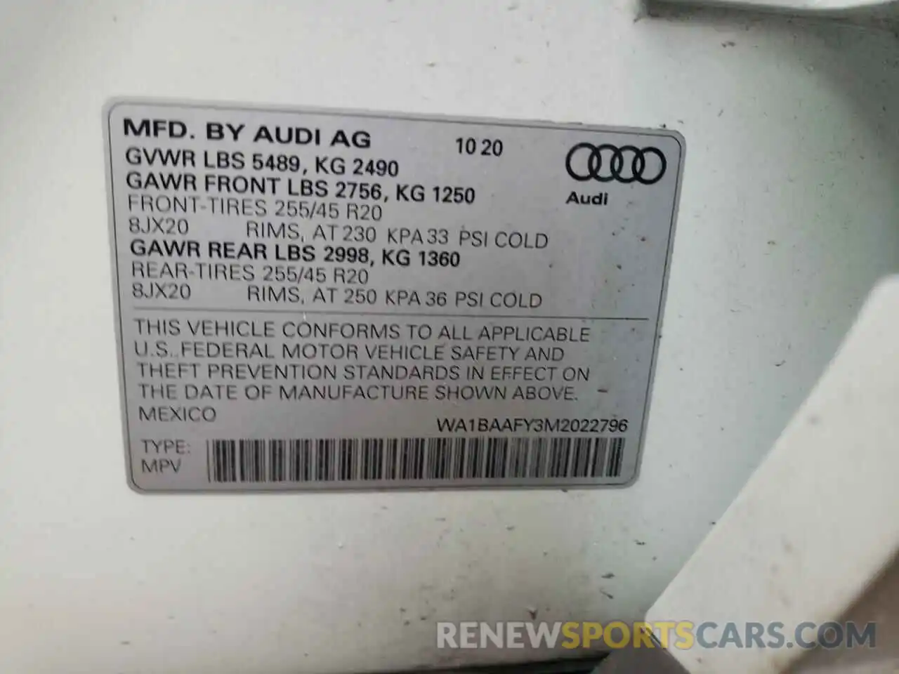 12 Photograph of a damaged car WA1BAAFY3M2022796 AUDI Q5 2021