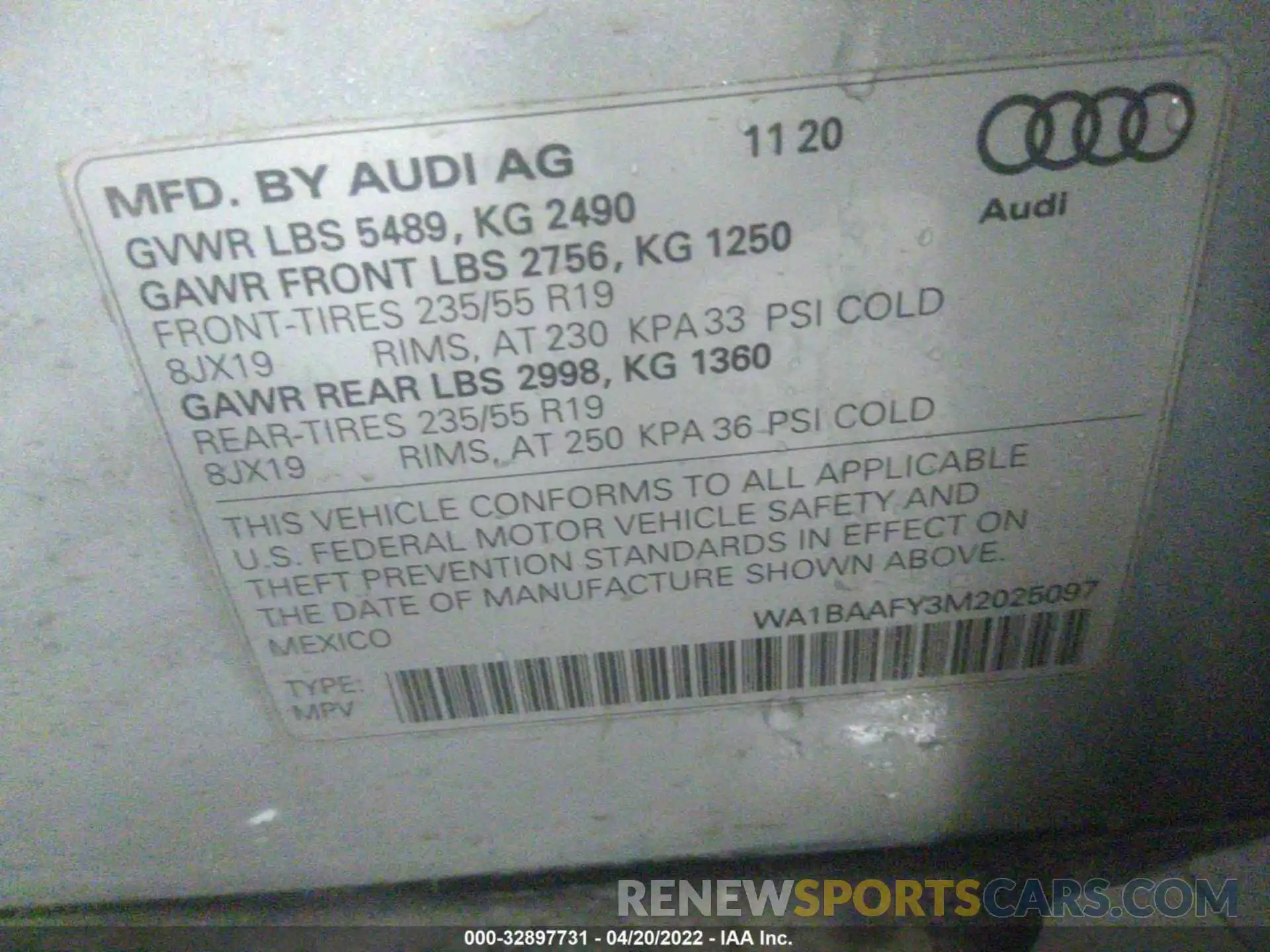 9 Photograph of a damaged car WA1BAAFY3M2025097 AUDI Q5 2021