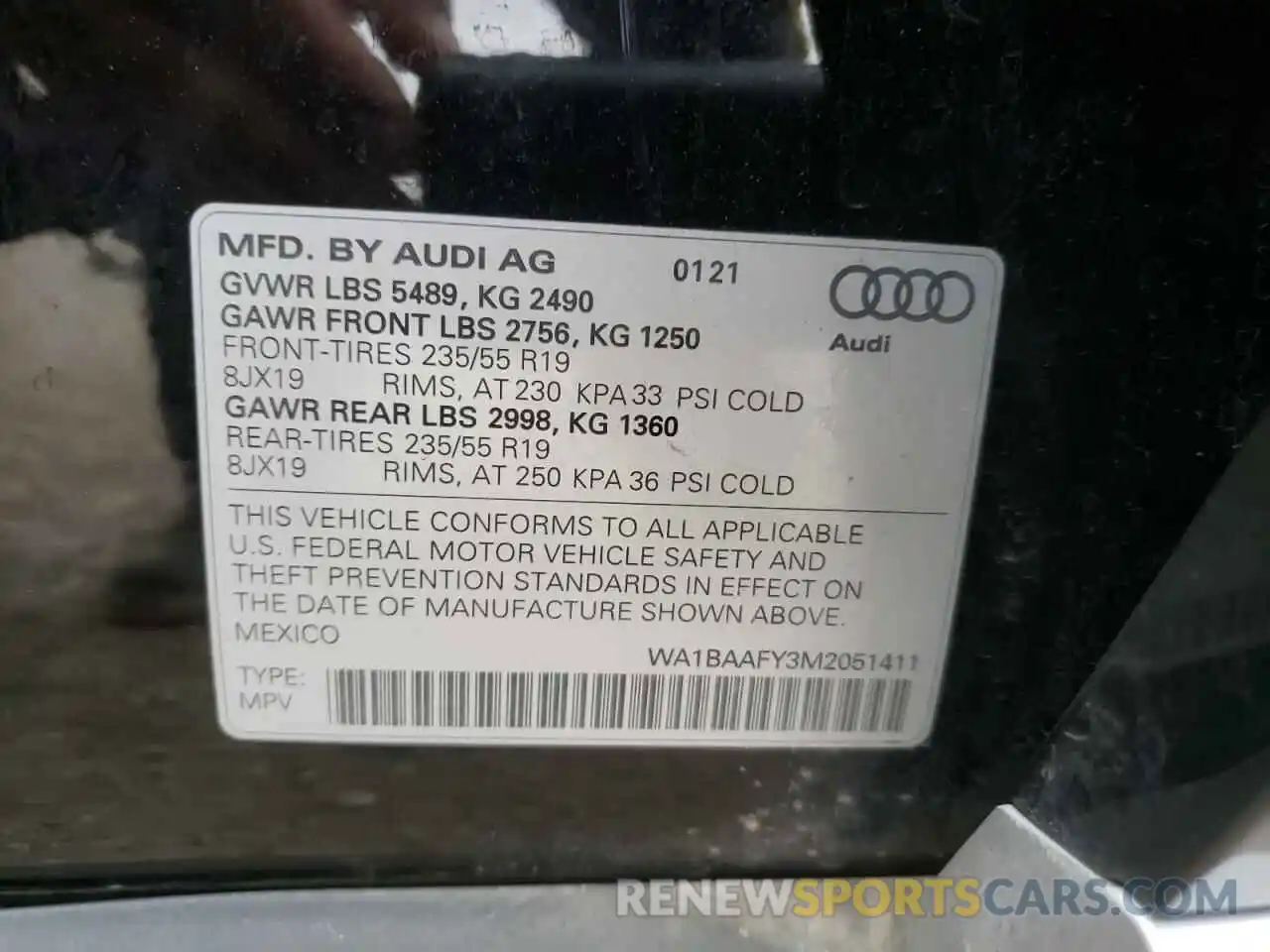 10 Photograph of a damaged car WA1BAAFY3M2051411 AUDI Q5 2021