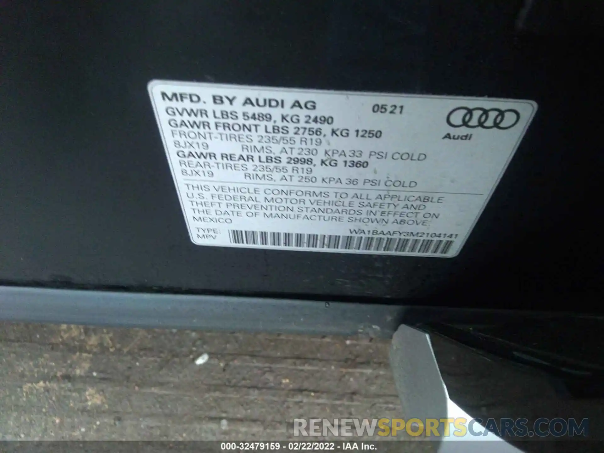 9 Photograph of a damaged car WA1BAAFY3M2104141 AUDI Q5 2021