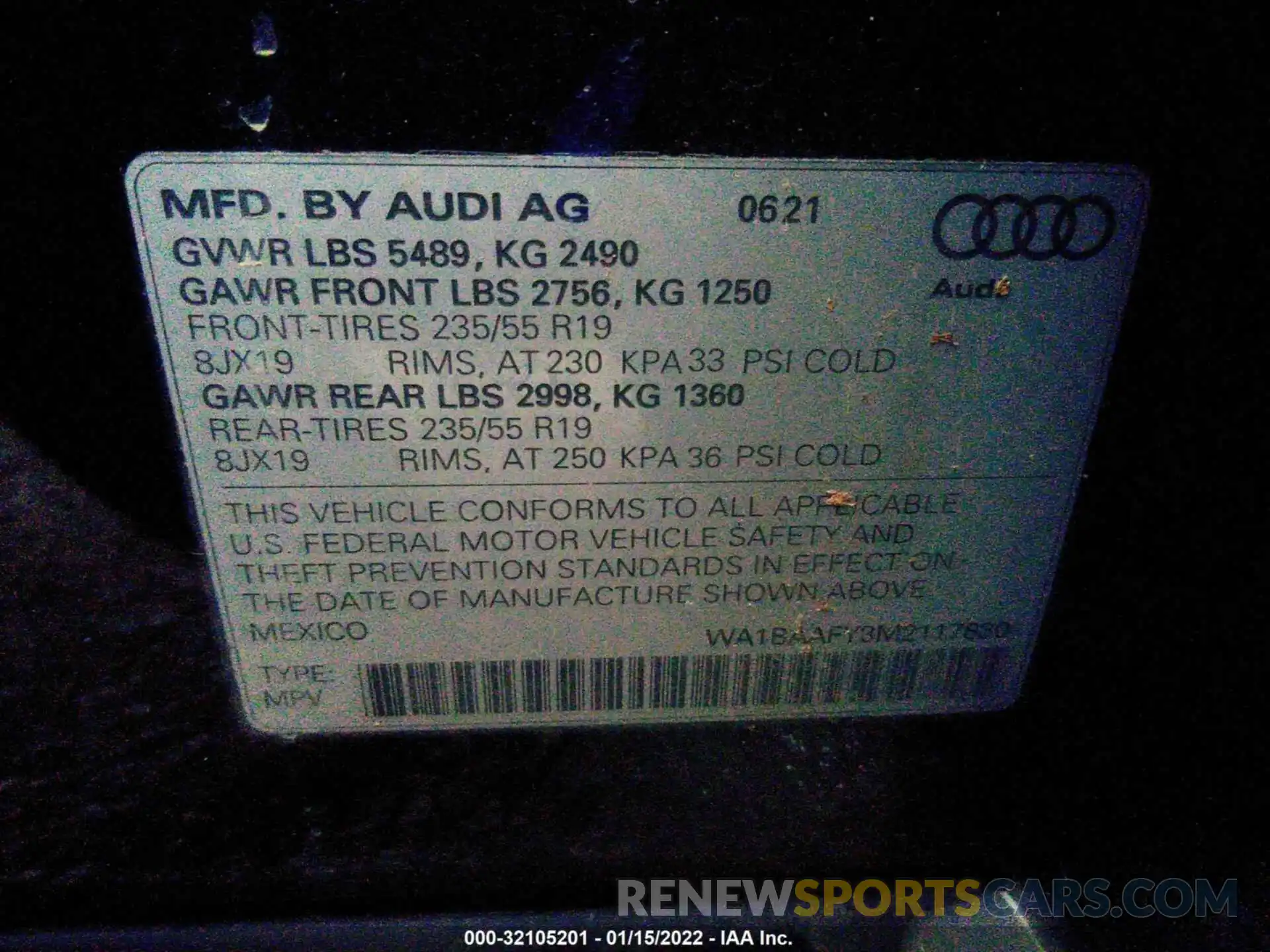 9 Photograph of a damaged car WA1BAAFY3M2117830 AUDI Q5 2021