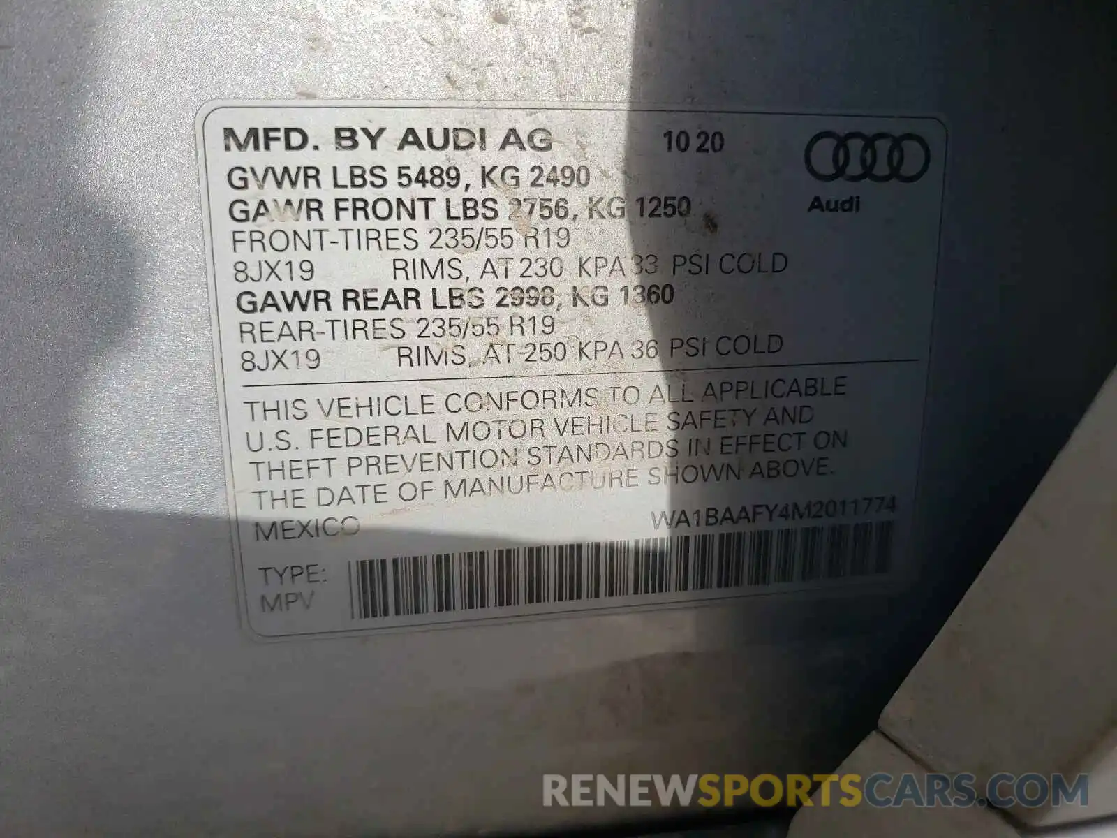 10 Photograph of a damaged car WA1BAAFY4M2011774 AUDI Q5 2021