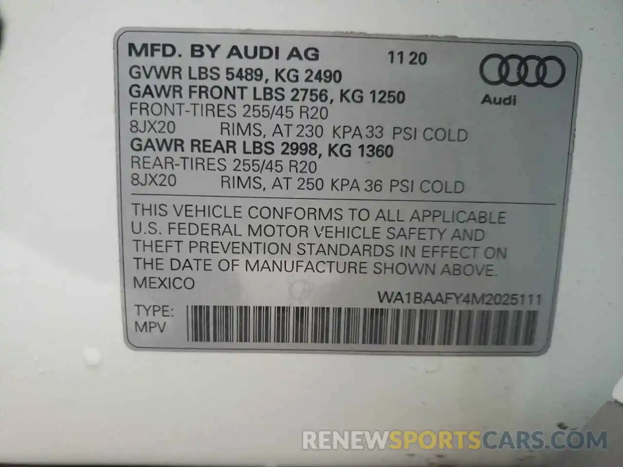 10 Photograph of a damaged car WA1BAAFY4M2025111 AUDI Q5 2021