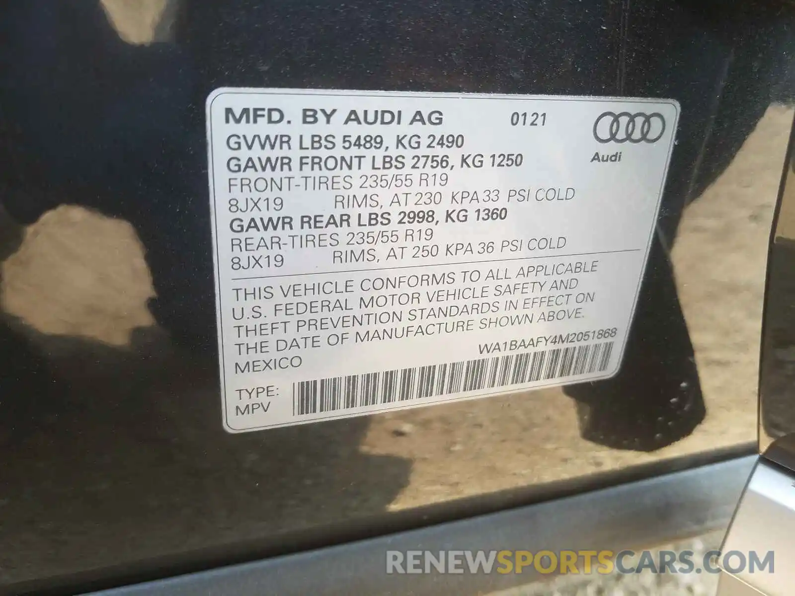 10 Photograph of a damaged car WA1BAAFY4M2051868 AUDI Q5 2021