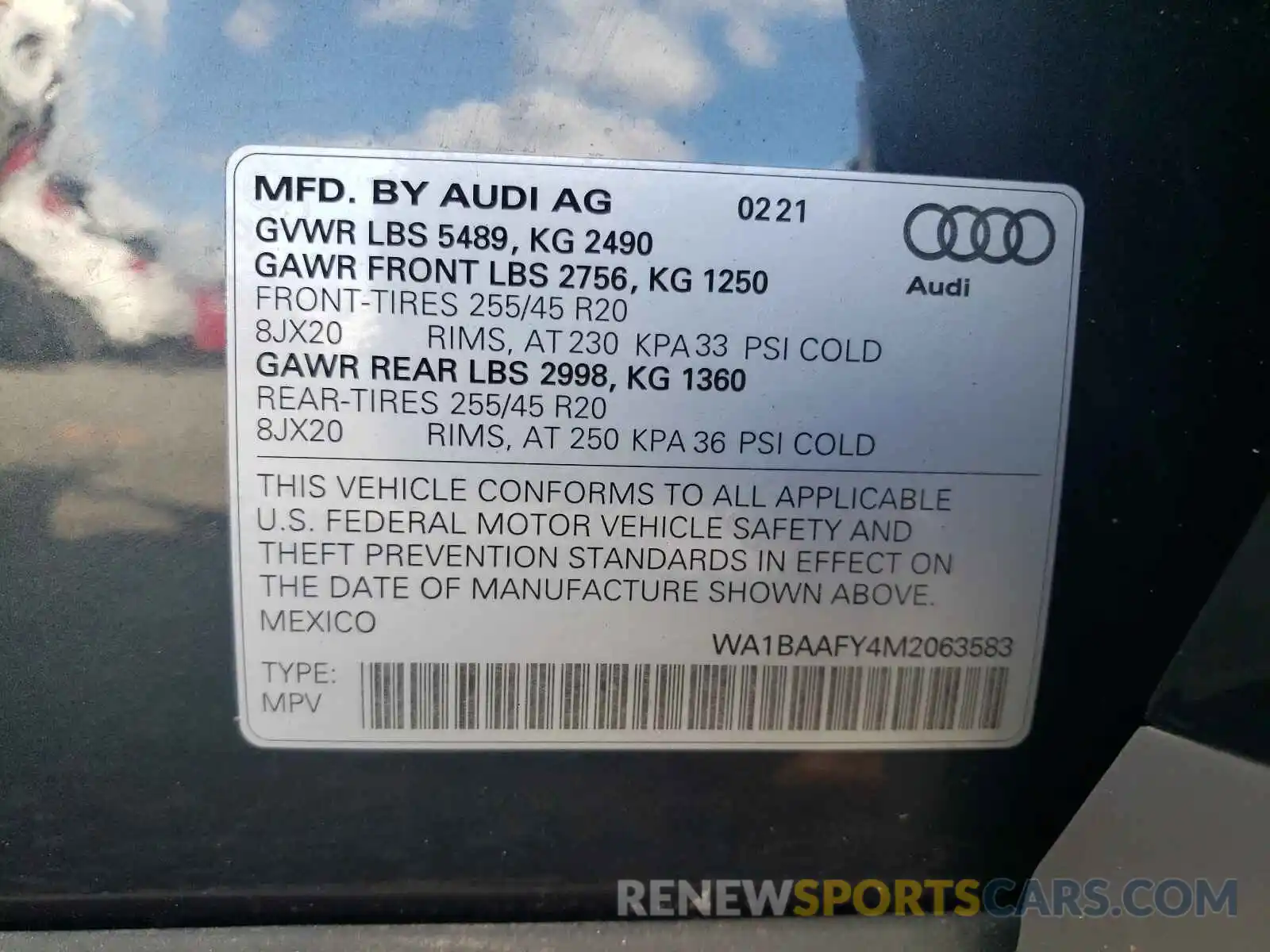 10 Photograph of a damaged car WA1BAAFY4M2063583 AUDI Q5 2021