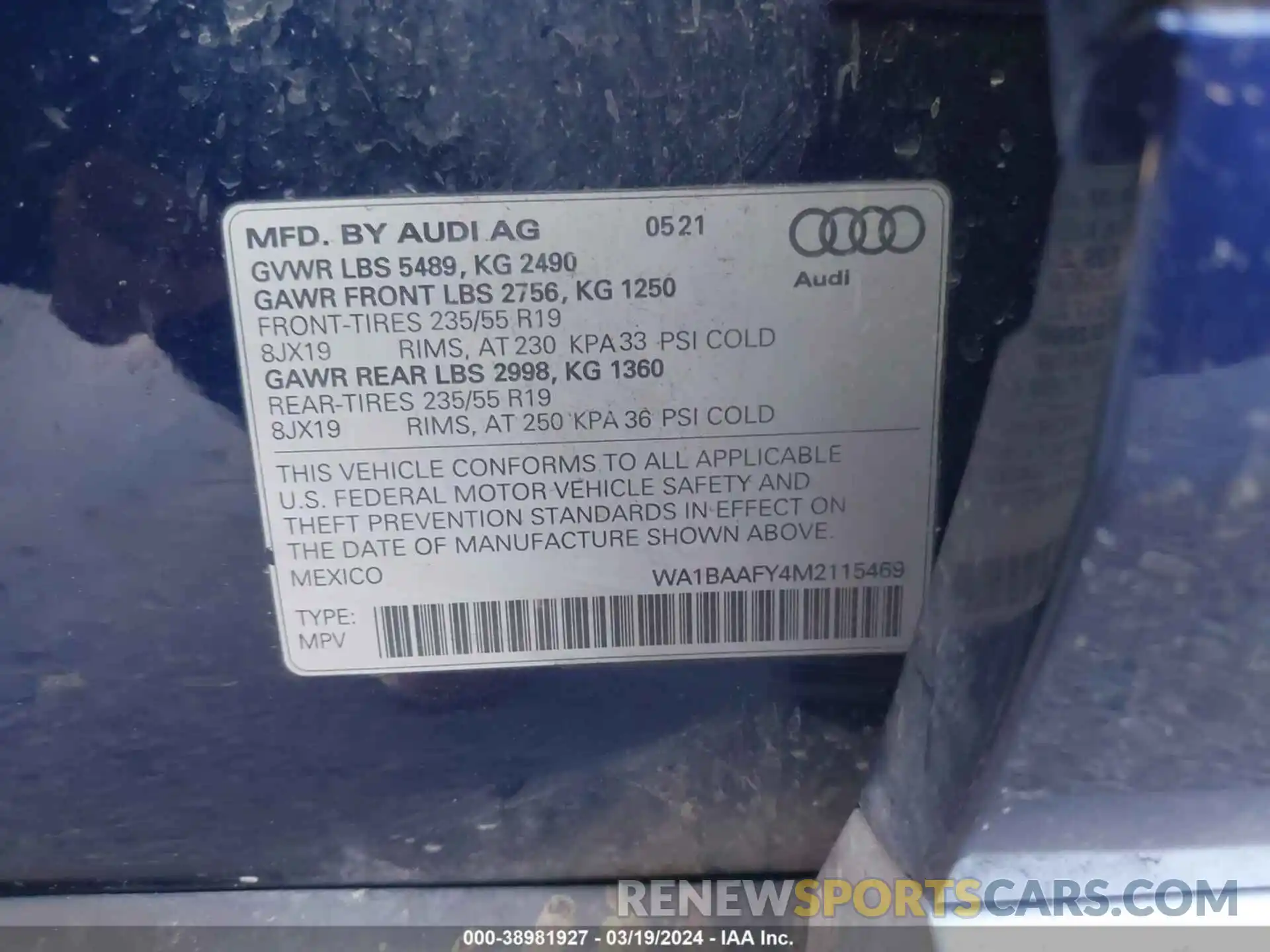 9 Photograph of a damaged car WA1BAAFY4M2115469 AUDI Q5 2021