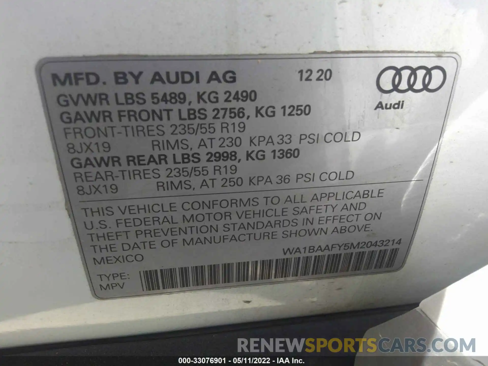 9 Фотография поврежденного автомобиля WA1BAAFY5M2043214 AUDI Q5 2021