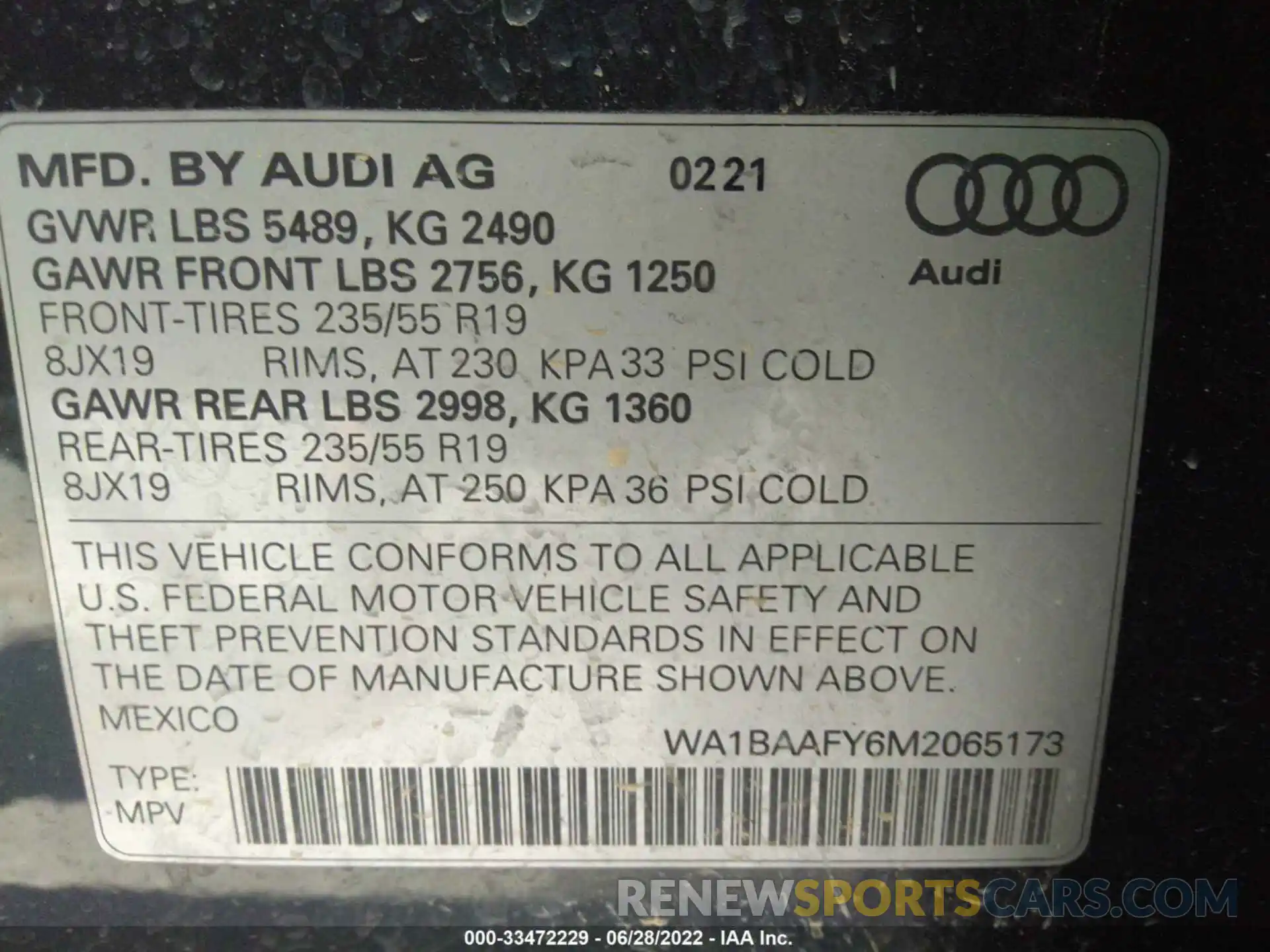 9 Фотография поврежденного автомобиля WA1BAAFY6M2065173 AUDI Q5 2021