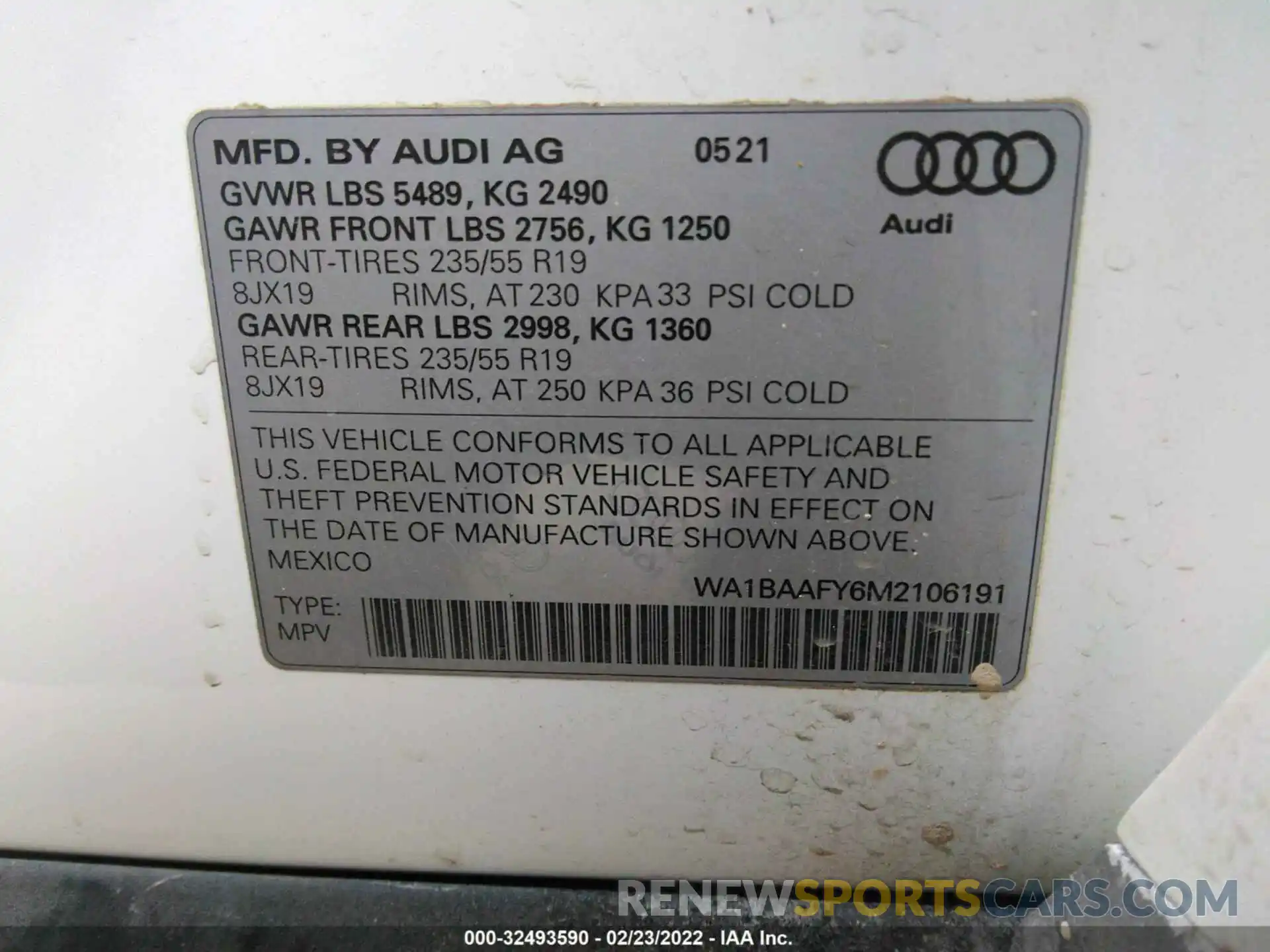 9 Photograph of a damaged car WA1BAAFY6M2106191 AUDI Q5 2021