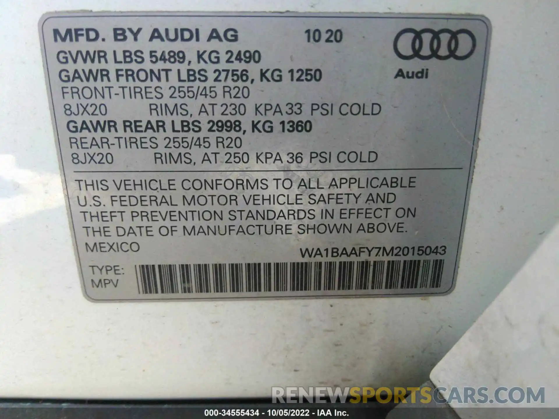 9 Фотография поврежденного автомобиля WA1BAAFY7M2015043 AUDI Q5 2021