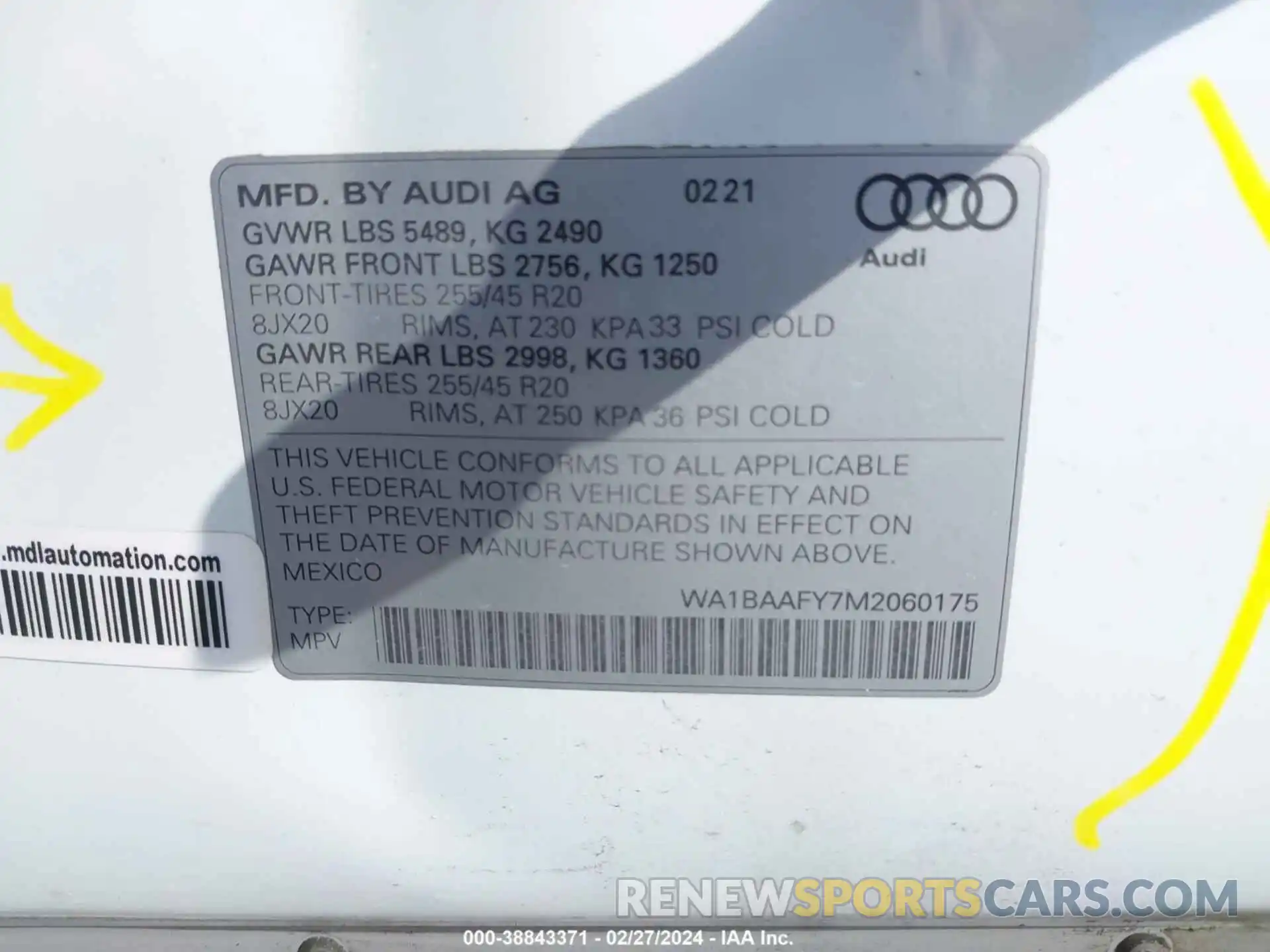 9 Photograph of a damaged car WA1BAAFY7M2060175 AUDI Q5 2021