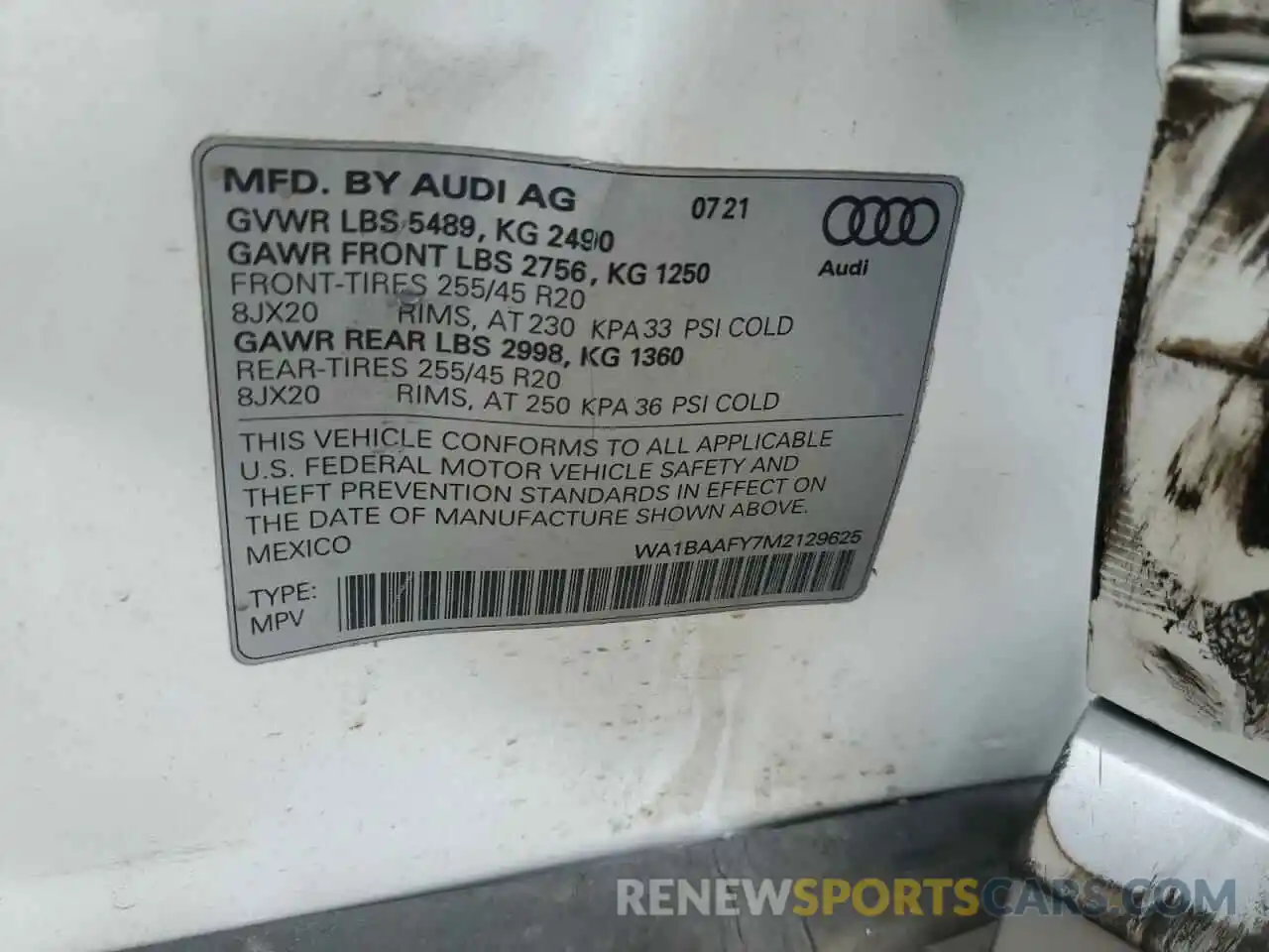 12 Фотография поврежденного автомобиля WA1BAAFY7M2129625 AUDI Q5 2021