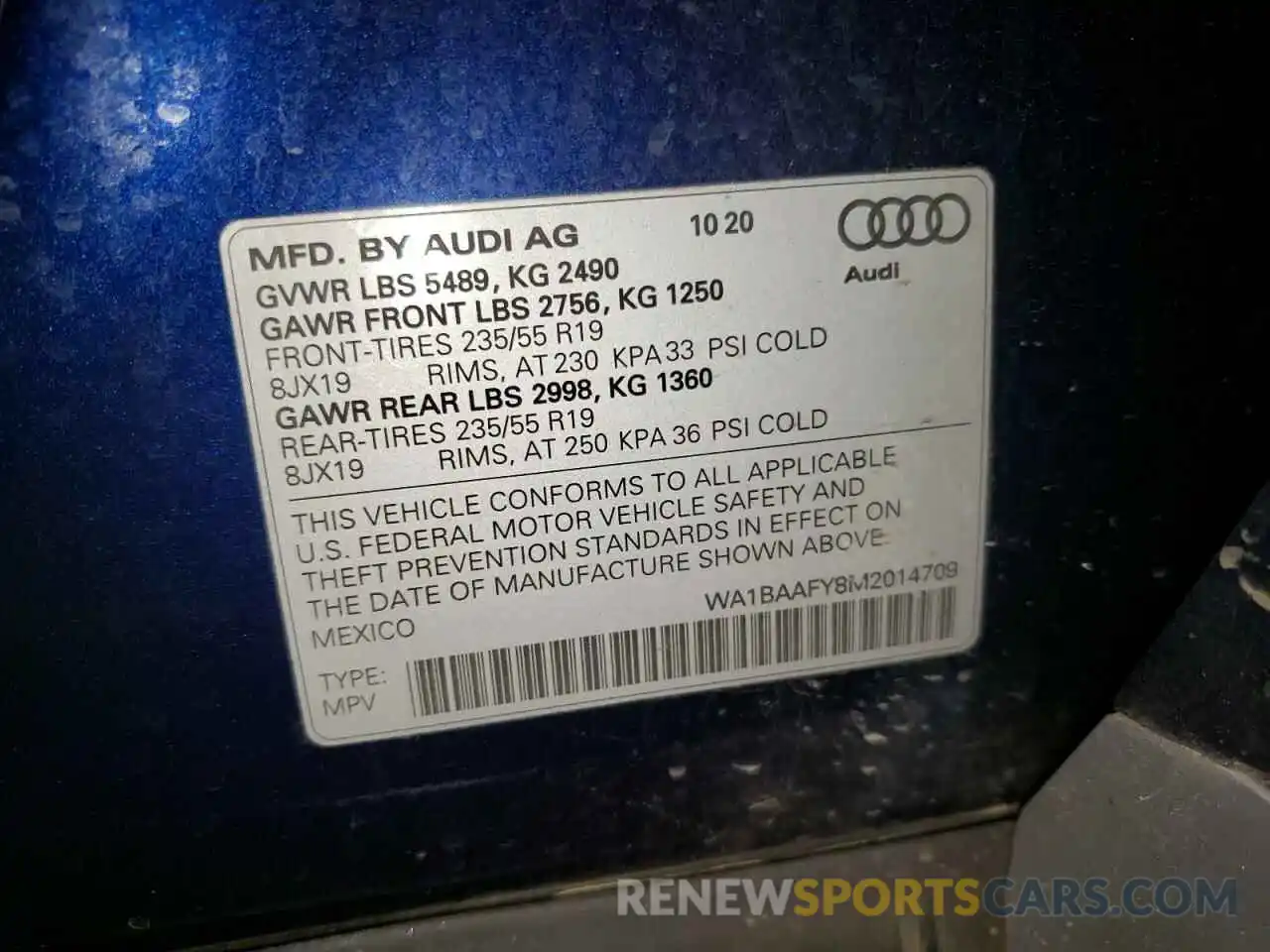 10 Photograph of a damaged car WA1BAAFY8M2014709 AUDI Q5 2021