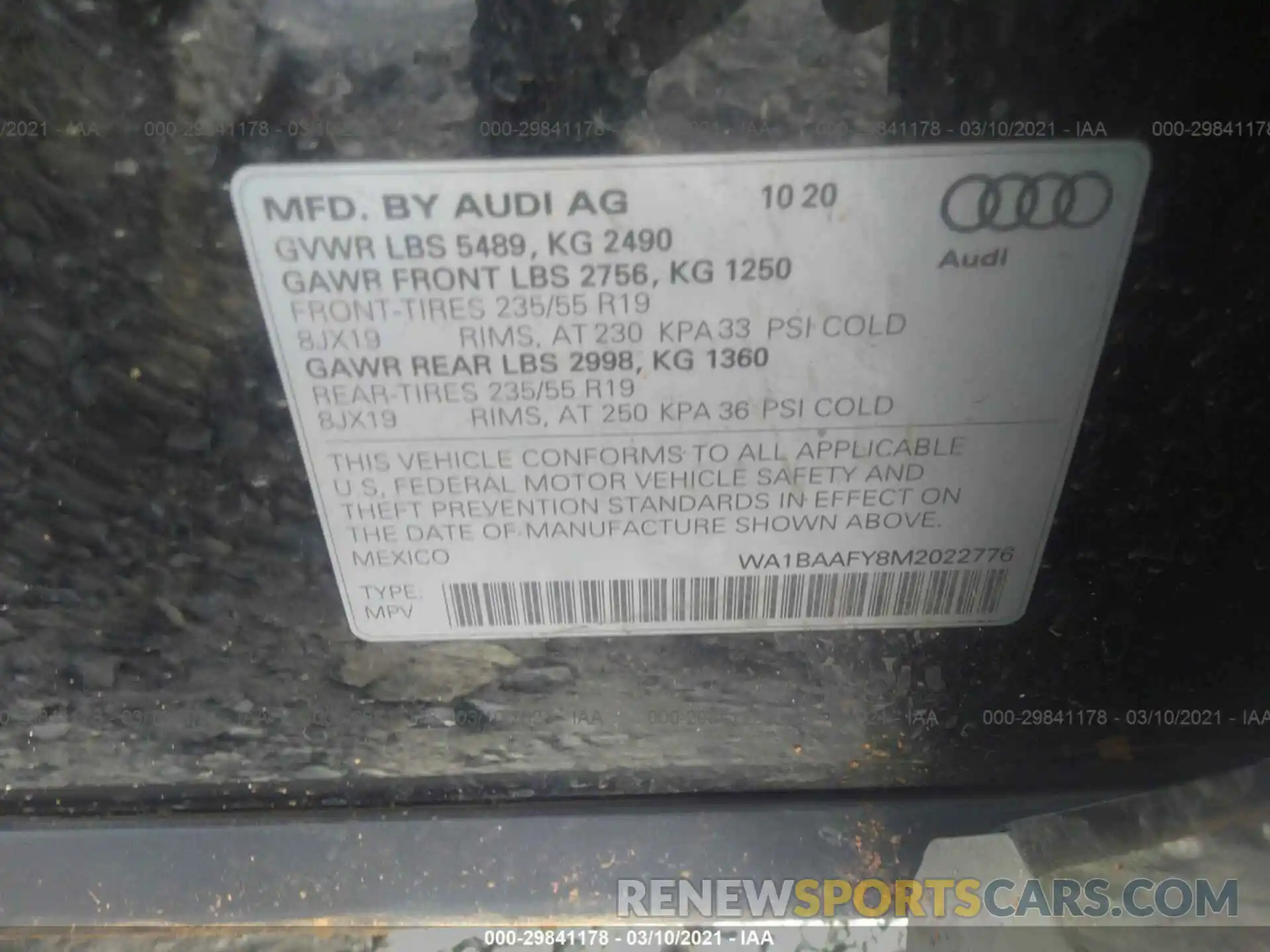 9 Photograph of a damaged car WA1BAAFY8M2022776 AUDI Q5 2021