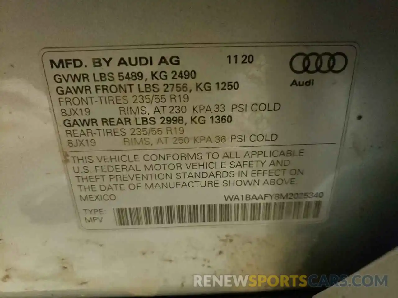 10 Photograph of a damaged car WA1BAAFY8M2025340 AUDI Q5 2021