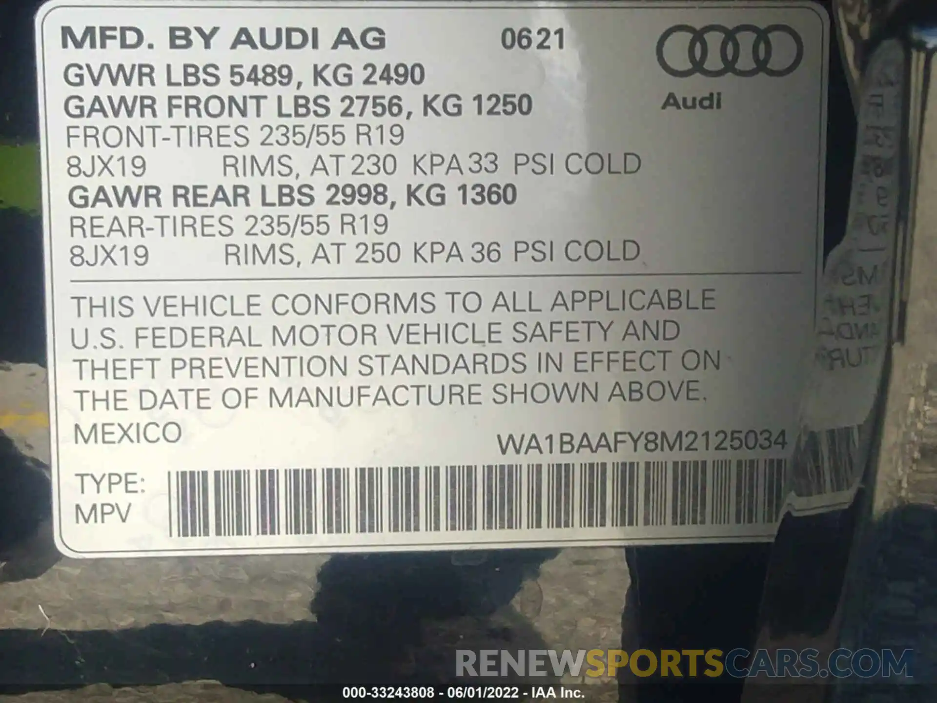 9 Фотография поврежденного автомобиля WA1BAAFY8M2125034 AUDI Q5 2021