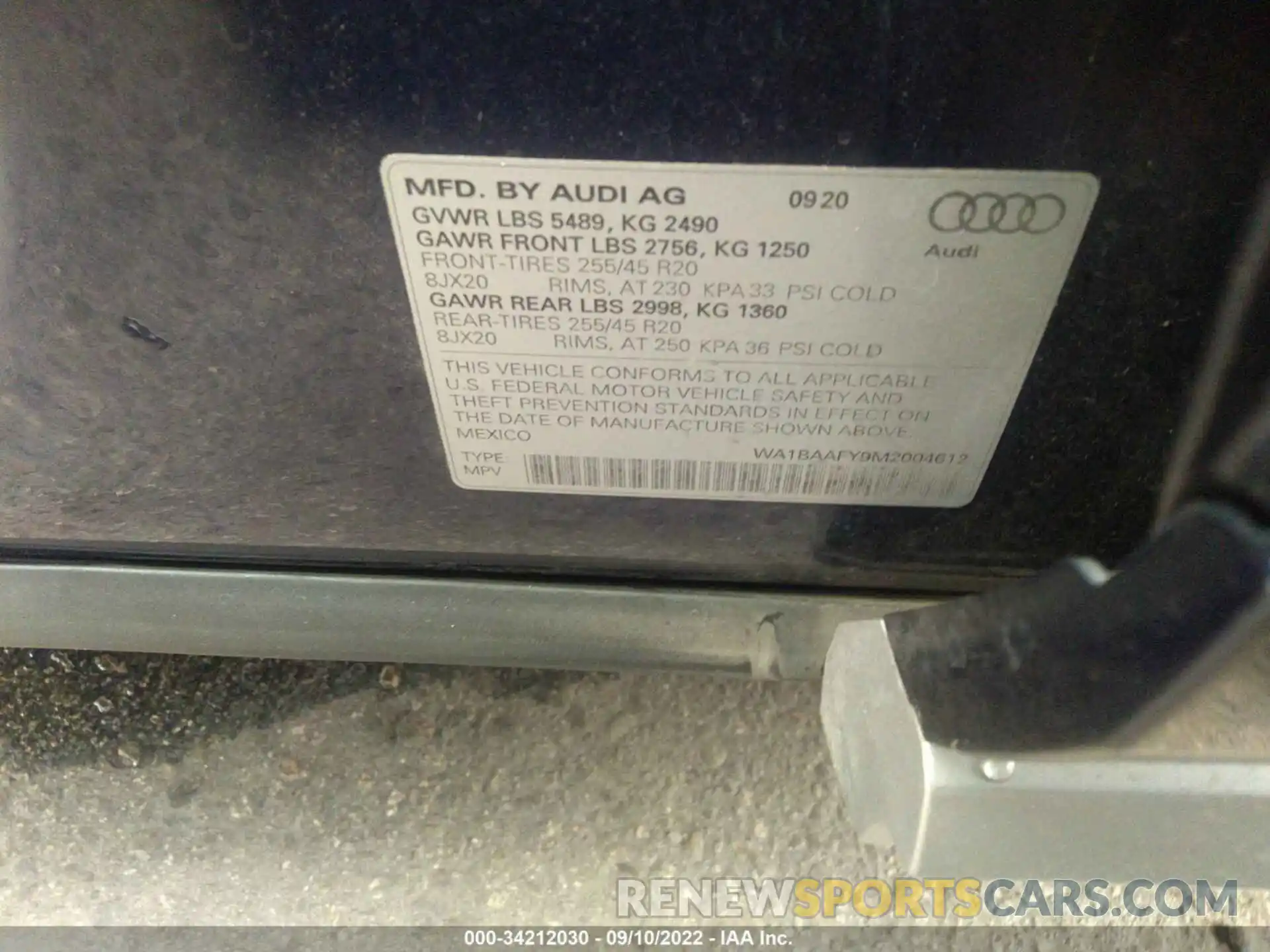 9 Photograph of a damaged car WA1BAAFY9M2004612 AUDI Q5 2021