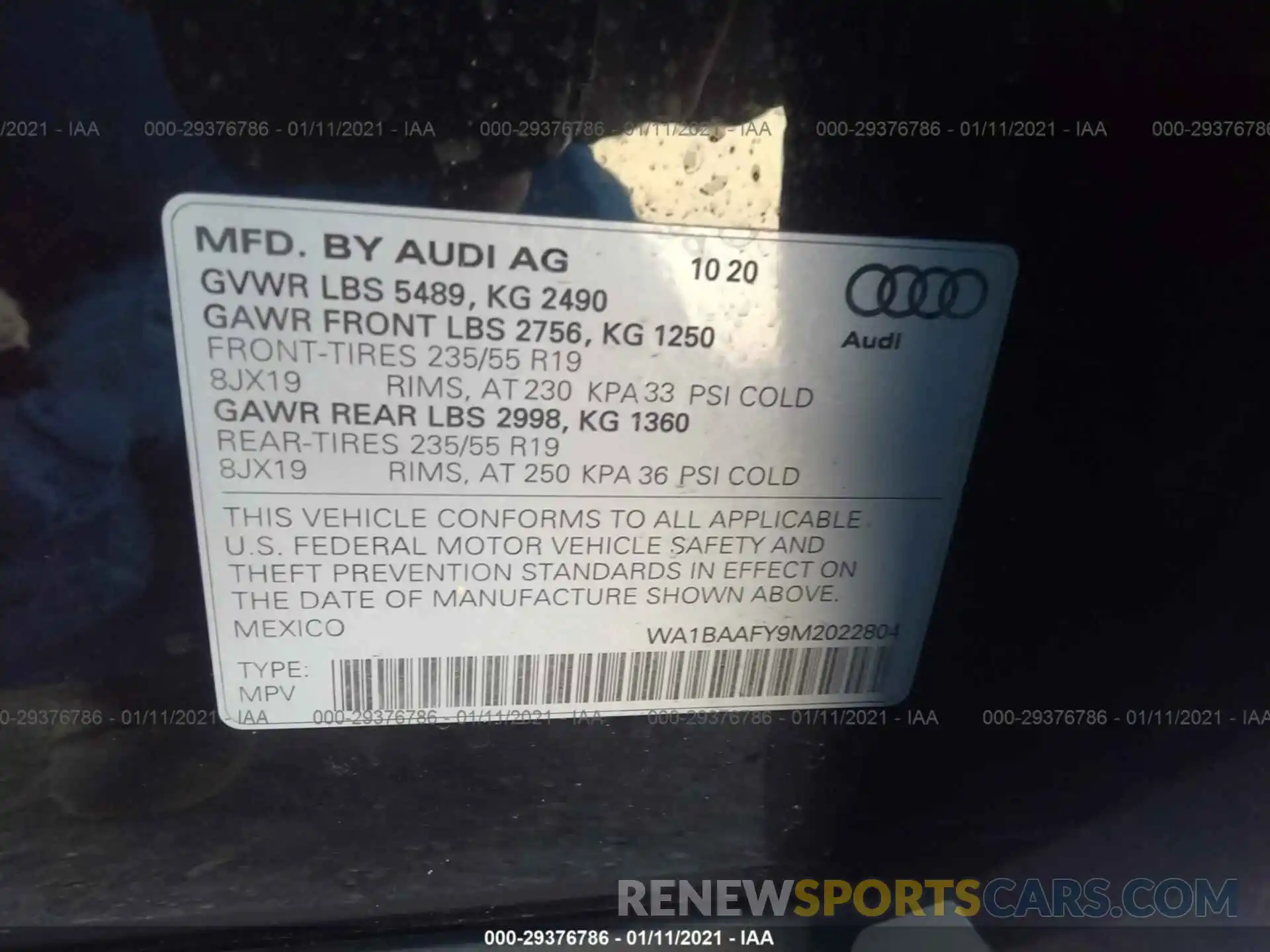 9 Фотография поврежденного автомобиля WA1BAAFY9M2022804 AUDI Q5 2021