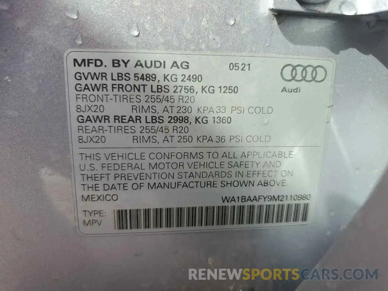 13 Фотография поврежденного автомобиля WA1BAAFY9M2110980 AUDI Q5 2021