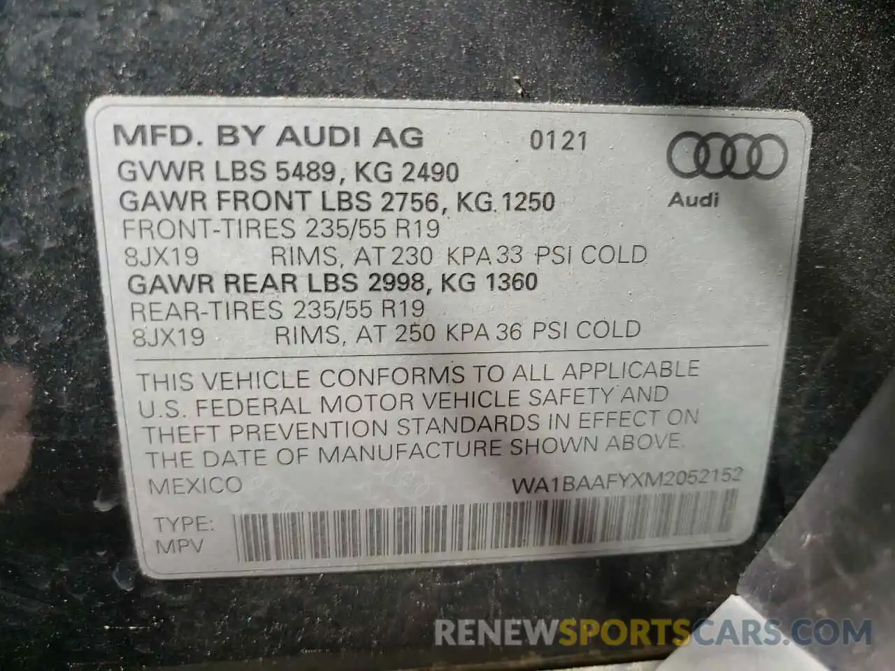 10 Photograph of a damaged car WA1BAAFYXM2052152 AUDI Q5 2021