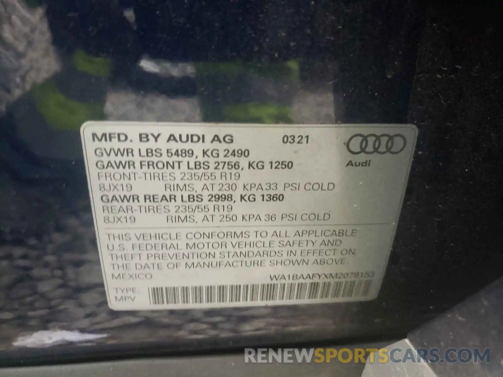 10 Фотография поврежденного автомобиля WA1BAAFYXM2078153 AUDI Q5 2021