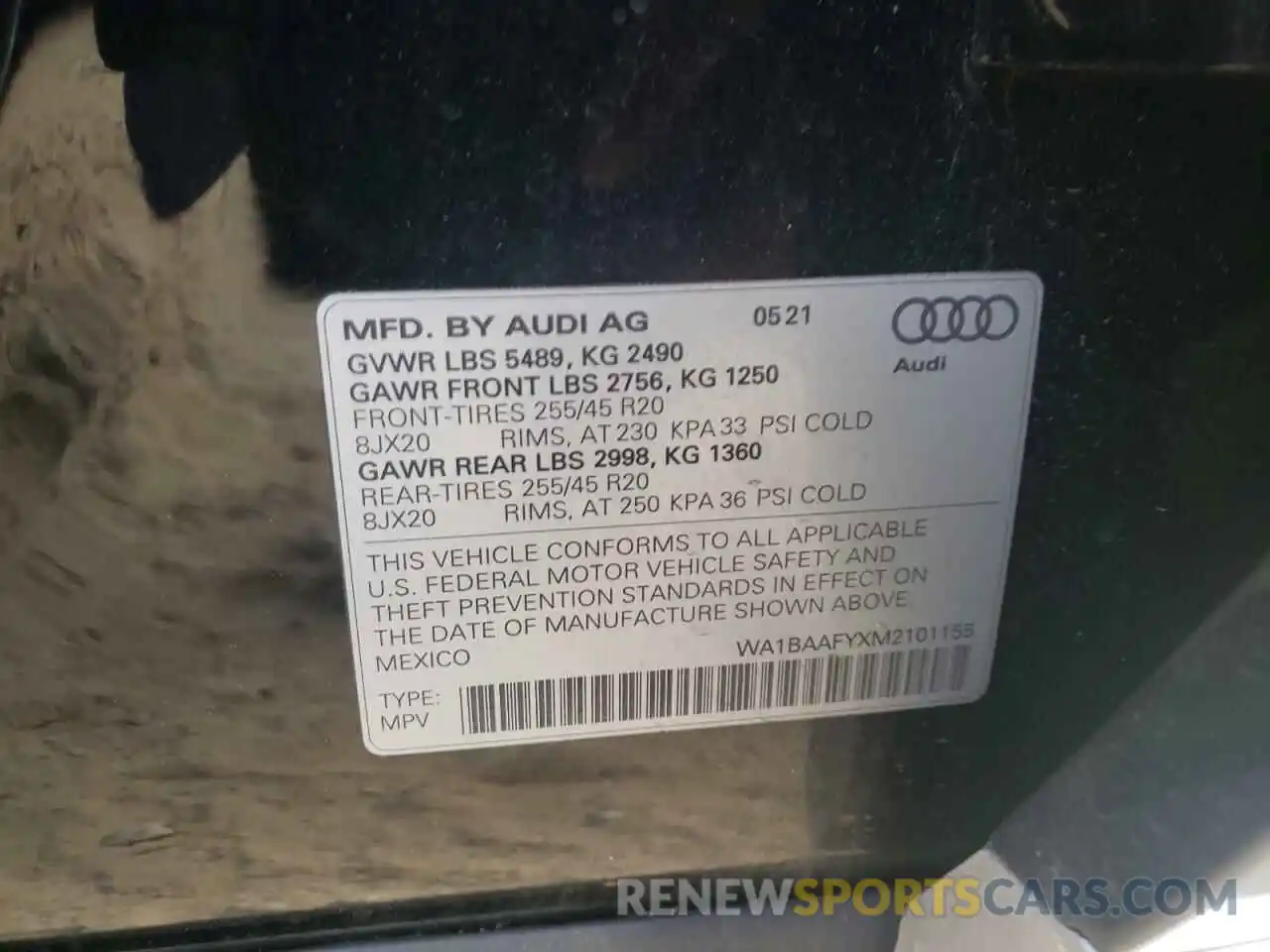 10 Photograph of a damaged car WA1BAAFYXM2101155 AUDI Q5 2021