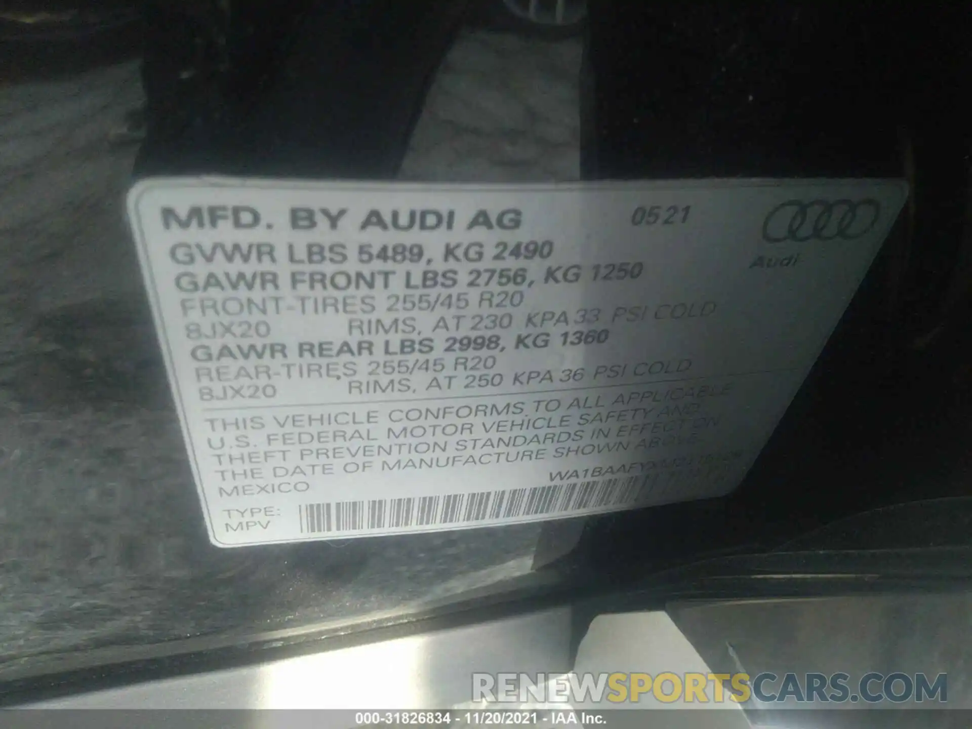 9 Фотография поврежденного автомобиля WA1BAAFYXM2115198 AUDI Q5 2021