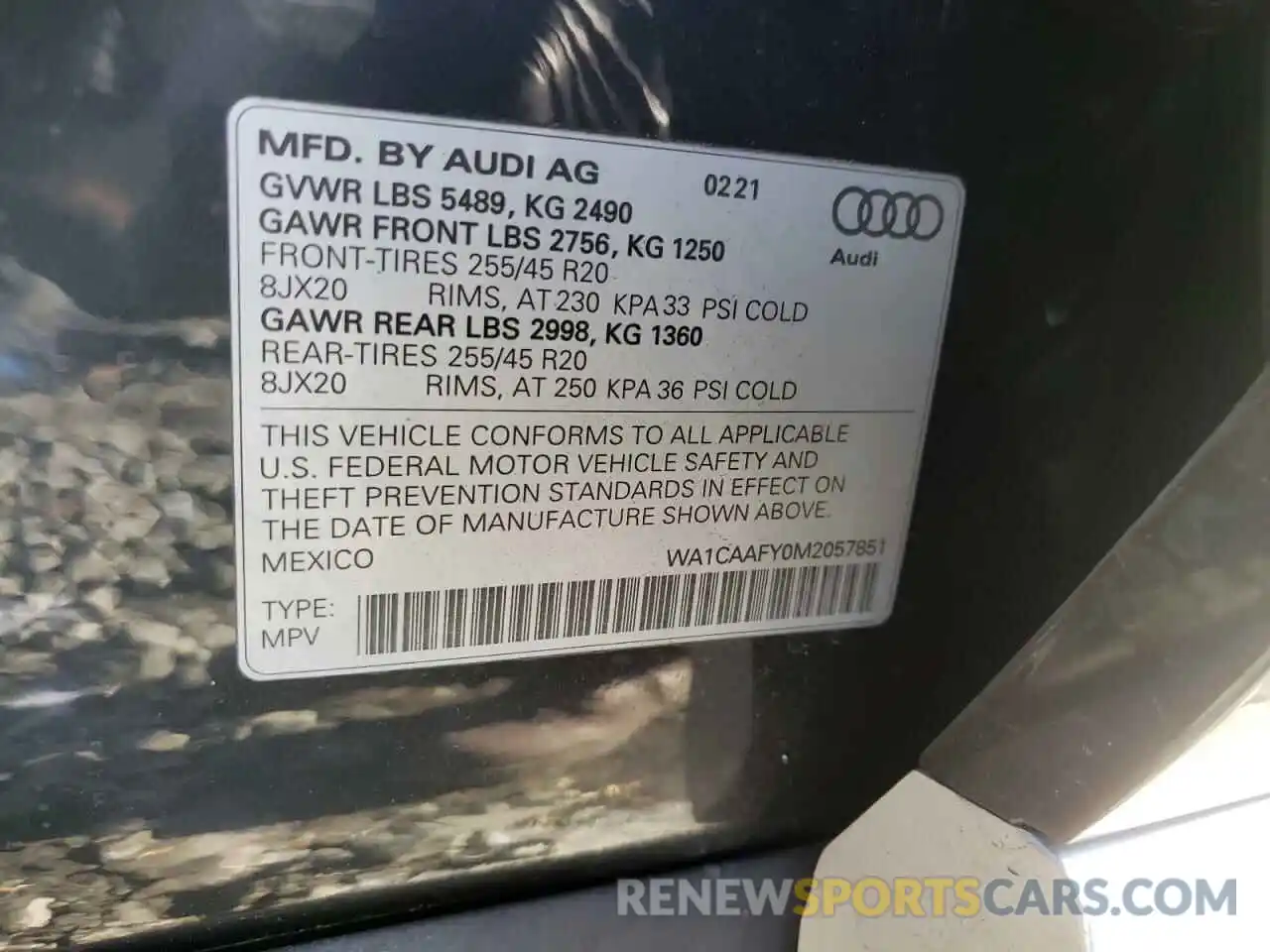 10 Фотография поврежденного автомобиля WA1CAAFY0M2057851 AUDI Q5 2021