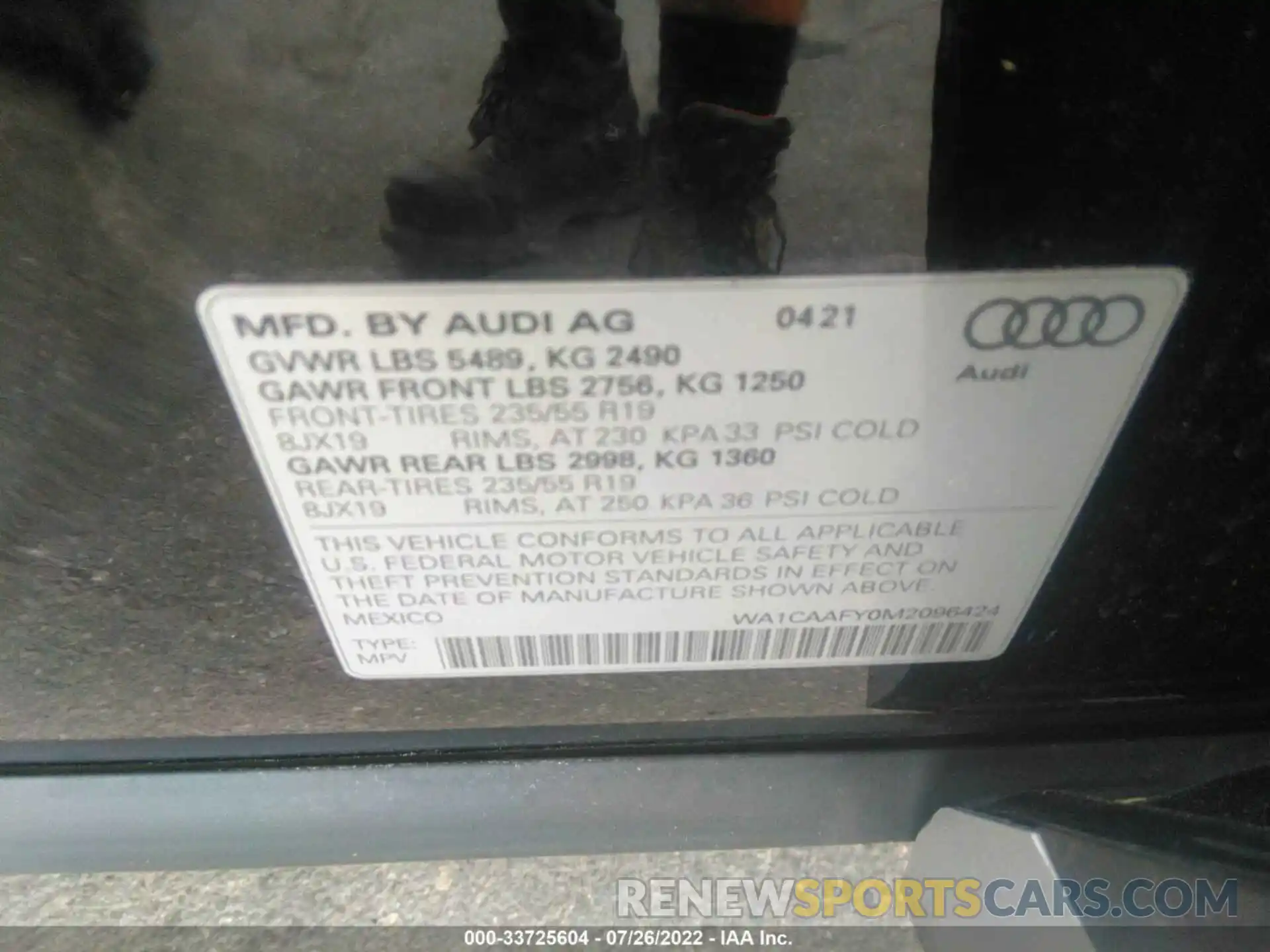 9 Photograph of a damaged car WA1CAAFY0M2096424 AUDI Q5 2021