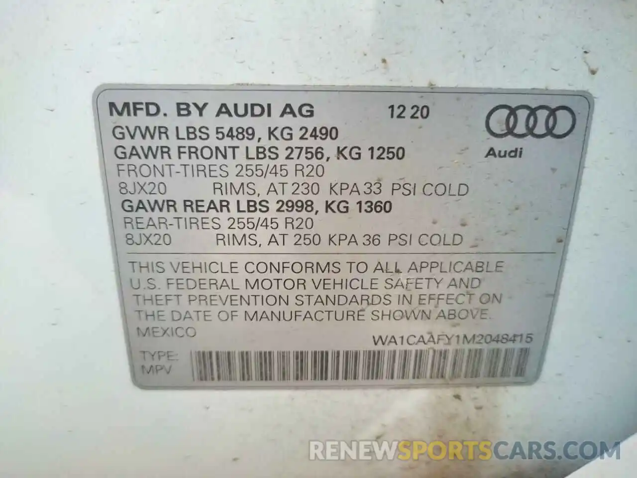 10 Photograph of a damaged car WA1CAAFY1M2048415 AUDI Q5 2021