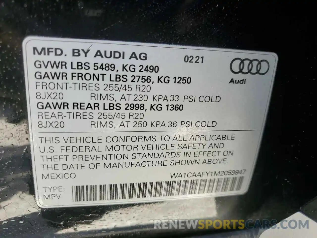 10 Photograph of a damaged car WA1CAAFY1M2059947 AUDI Q5 2021