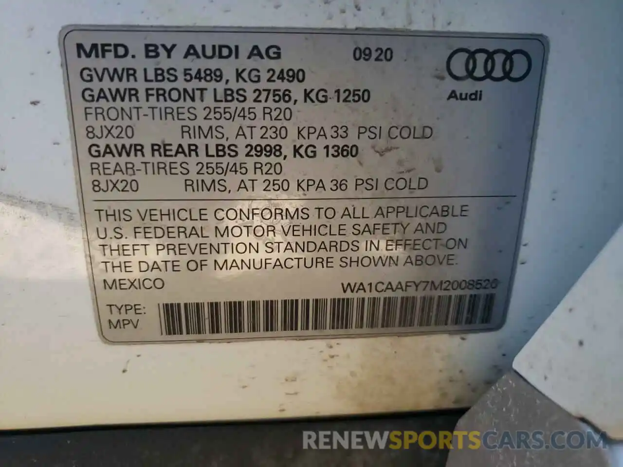 10 Photograph of a damaged car WA1CAAFY7M2008520 AUDI Q5 2021