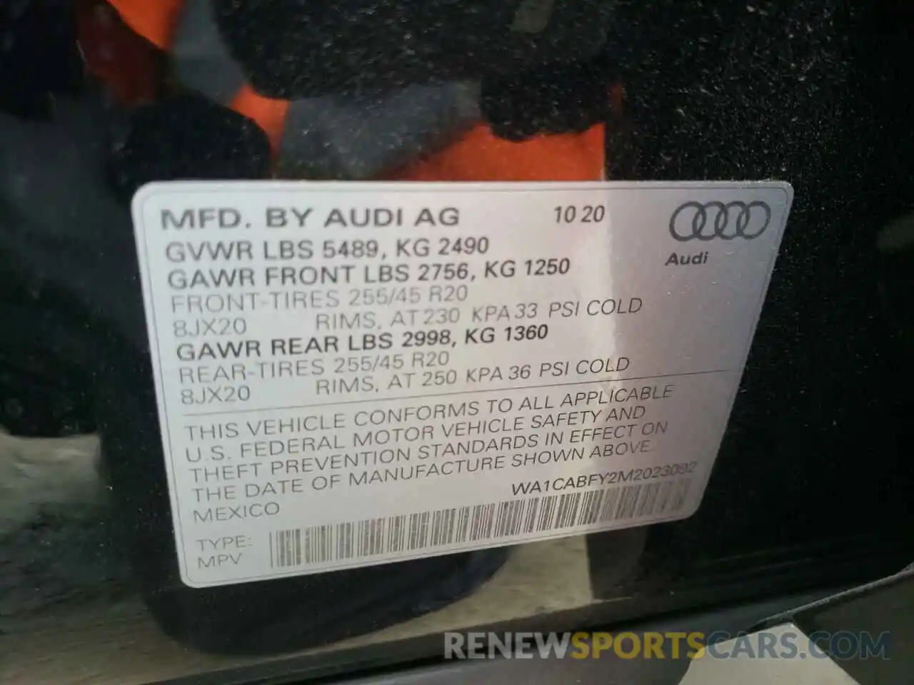 10 Photograph of a damaged car WA1CABFY2M2023092 AUDI Q5 2021