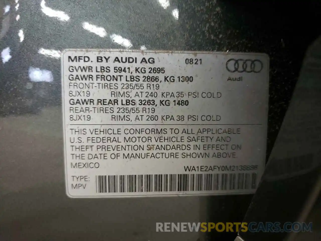 10 Photograph of a damaged car WA1E2AFY0M2138886 AUDI Q5 2021