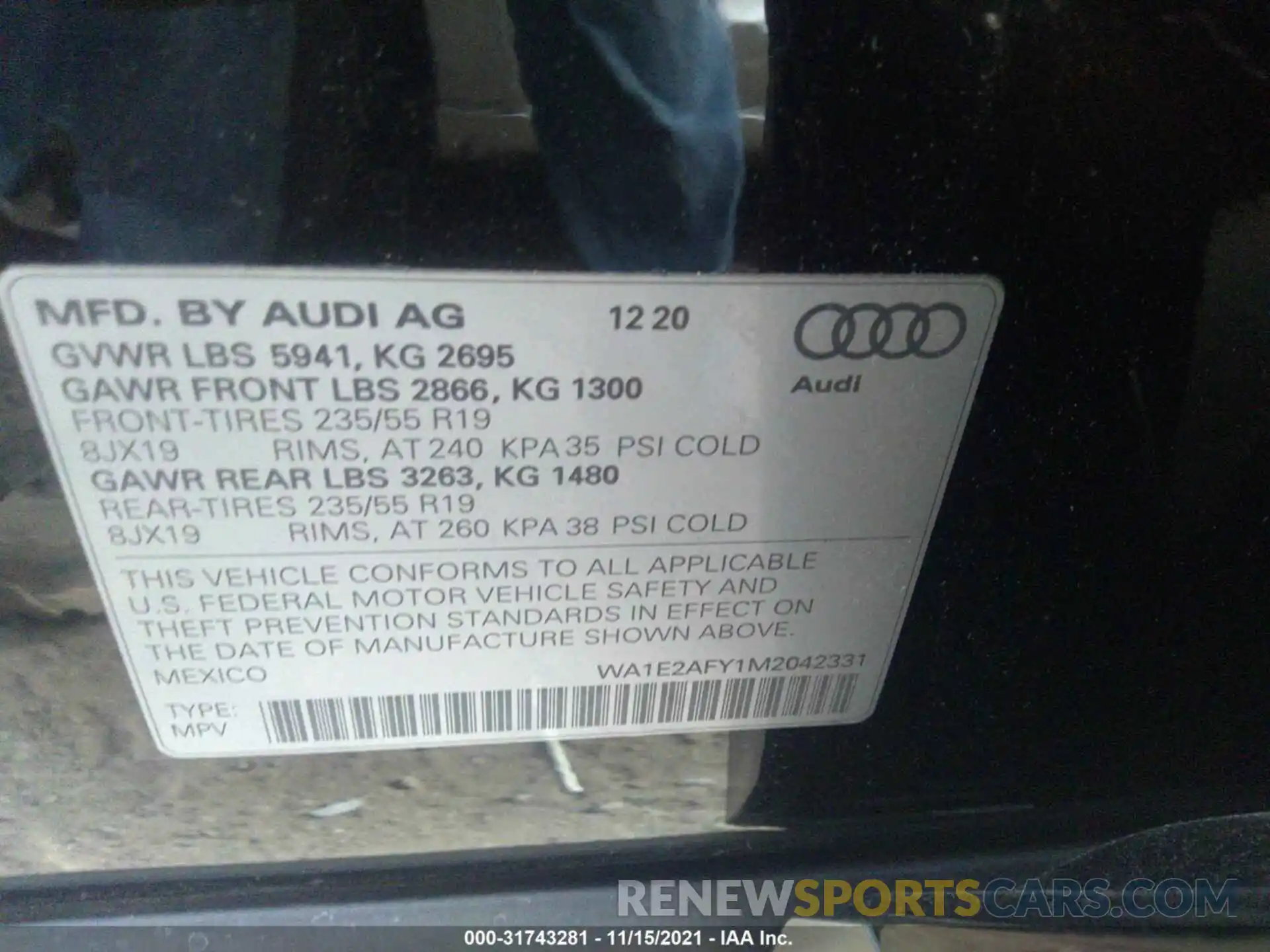 9 Фотография поврежденного автомобиля WA1E2AFY1M2042331 AUDI Q5 2021