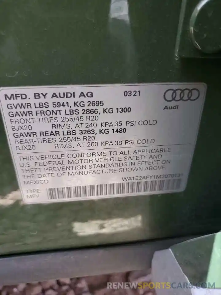 12 Фотография поврежденного автомобиля WA1E2AFY1M2070131 AUDI Q5 2021