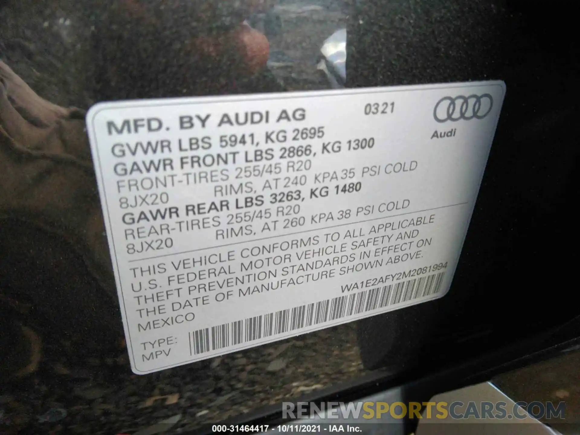 9 Фотография поврежденного автомобиля WA1E2AFY2M2081994 AUDI Q5 2021