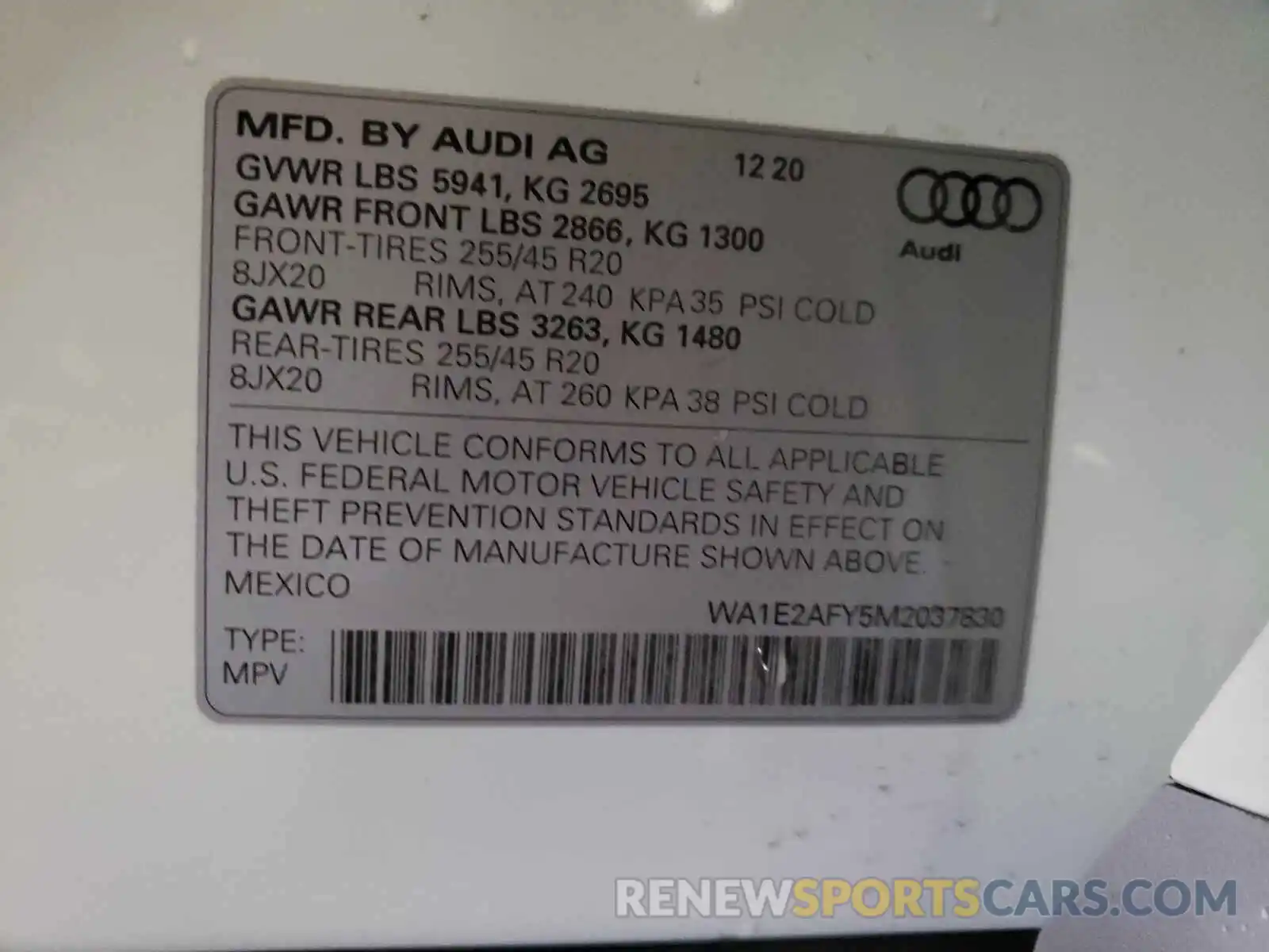 10 Photograph of a damaged car WA1E2AFY5M2037830 AUDI Q5 2021