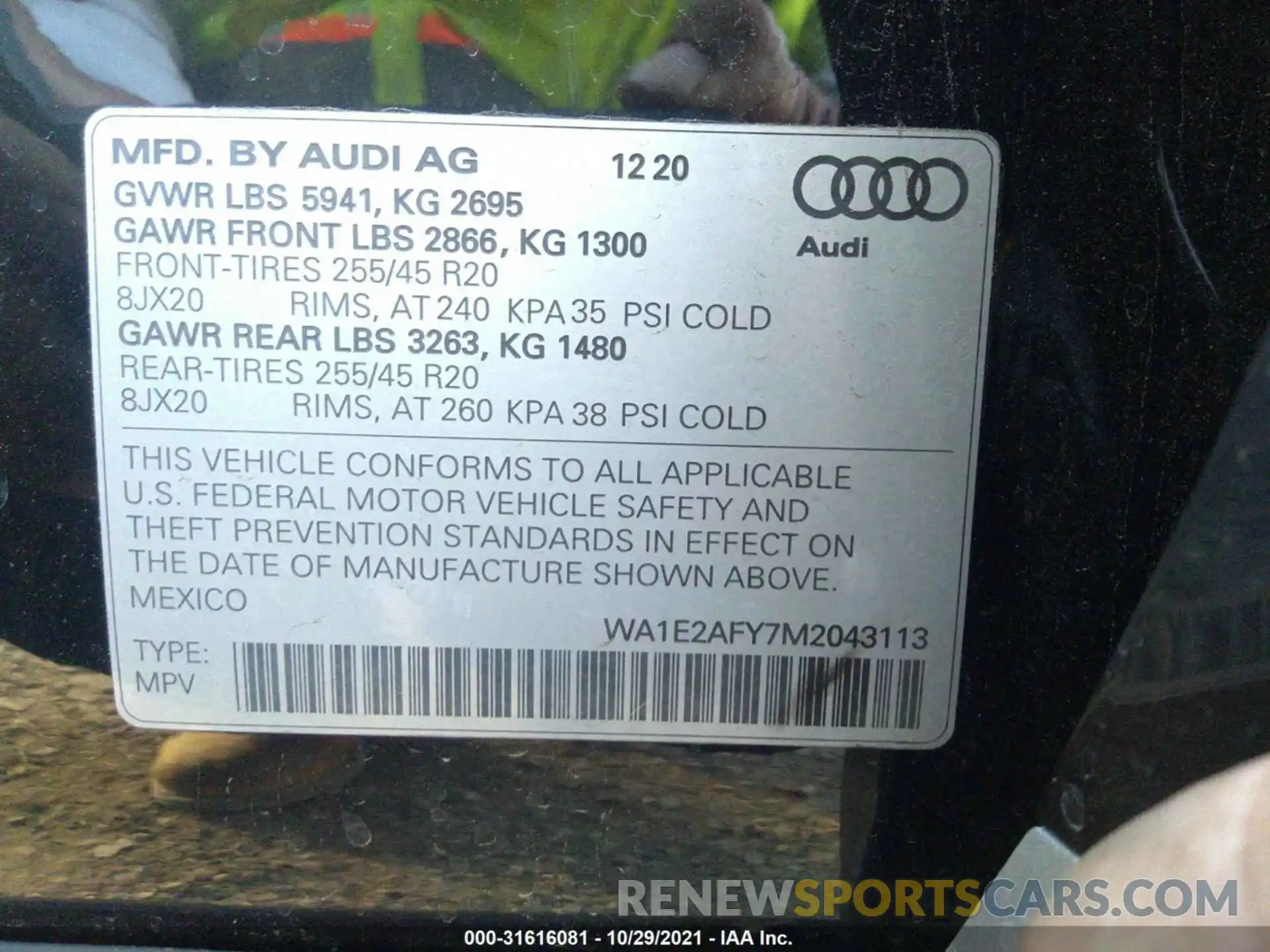 9 Фотография поврежденного автомобиля WA1E2AFY7M2043113 AUDI Q5 2021