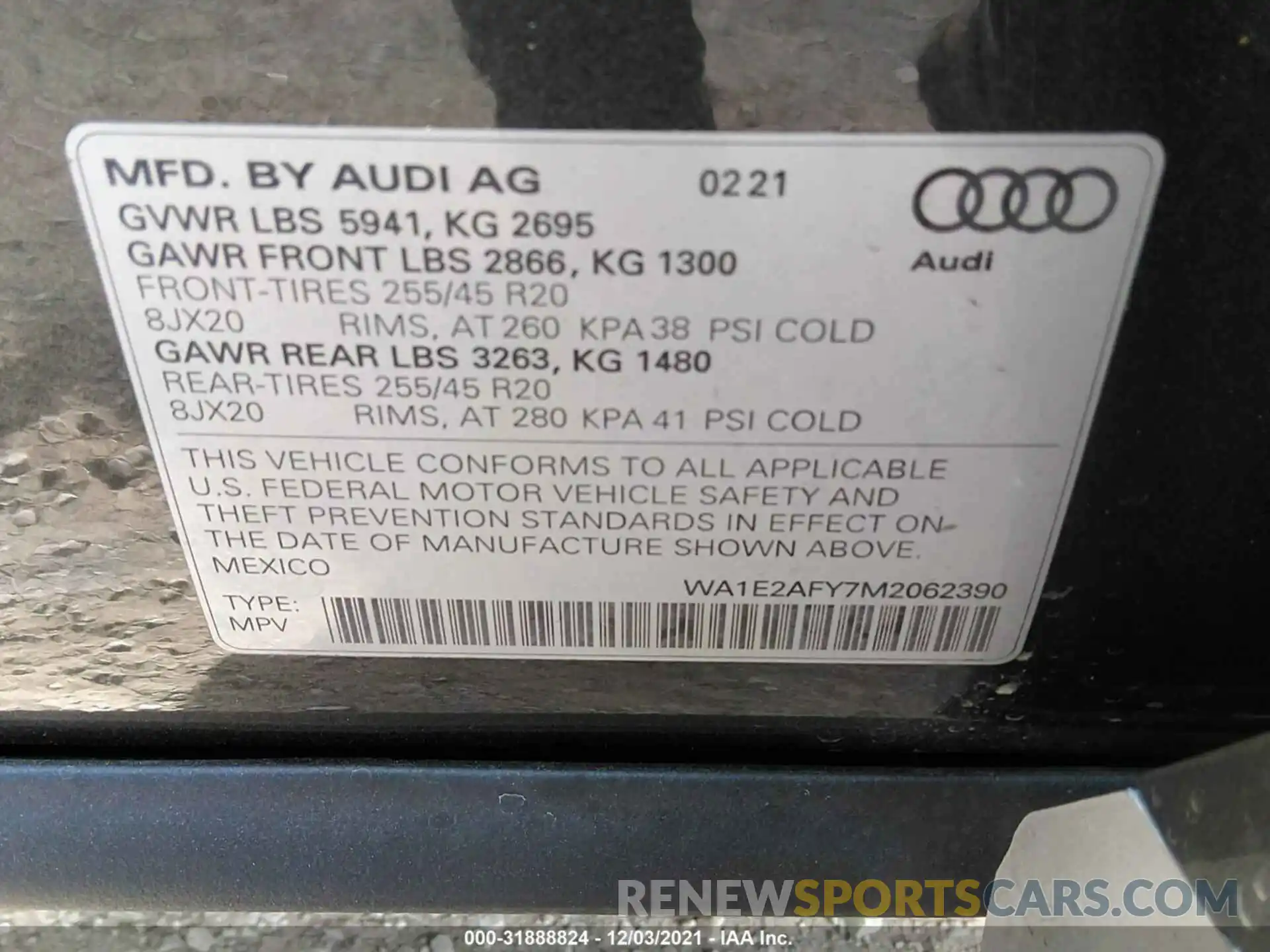 9 Фотография поврежденного автомобиля WA1E2AFY7M2062390 AUDI Q5 2021