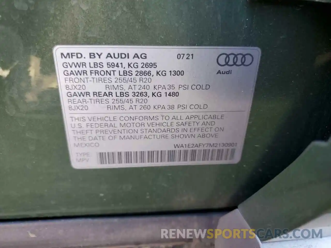 13 Фотография поврежденного автомобиля WA1E2AFY7M2130901 AUDI Q5 2021