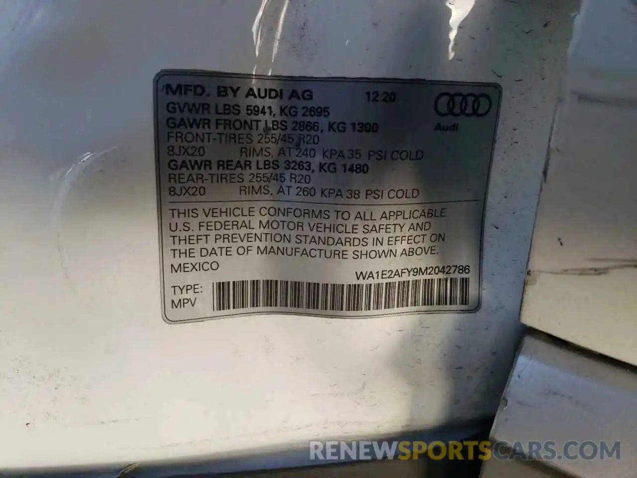 10 Photograph of a damaged car WA1E2AFY9M2042786 AUDI Q5 2021