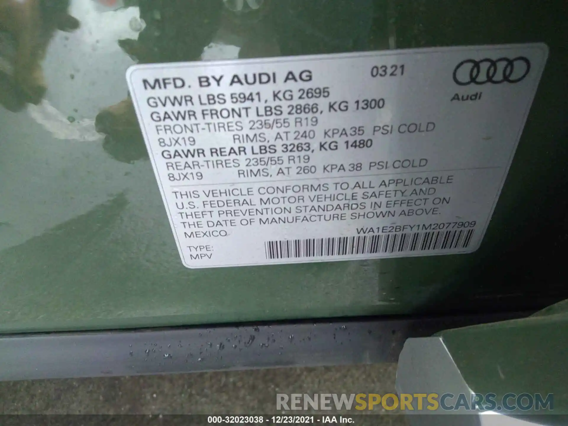 9 Фотография поврежденного автомобиля WA1E2BFY1M2077909 AUDI Q5 2021