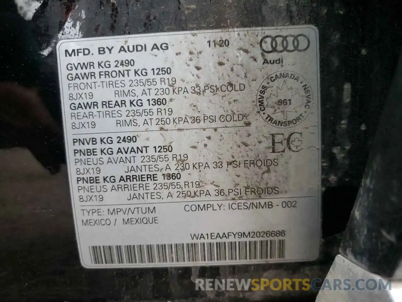 10 Photograph of a damaged car WA1EAAFY9M2026686 AUDI Q5 2021